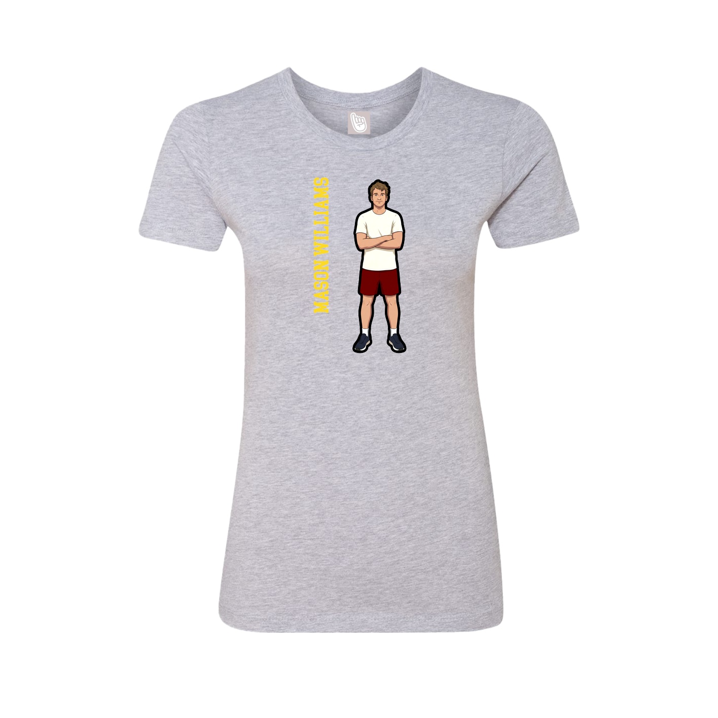 Womens Tee — Name Vertical in Grey