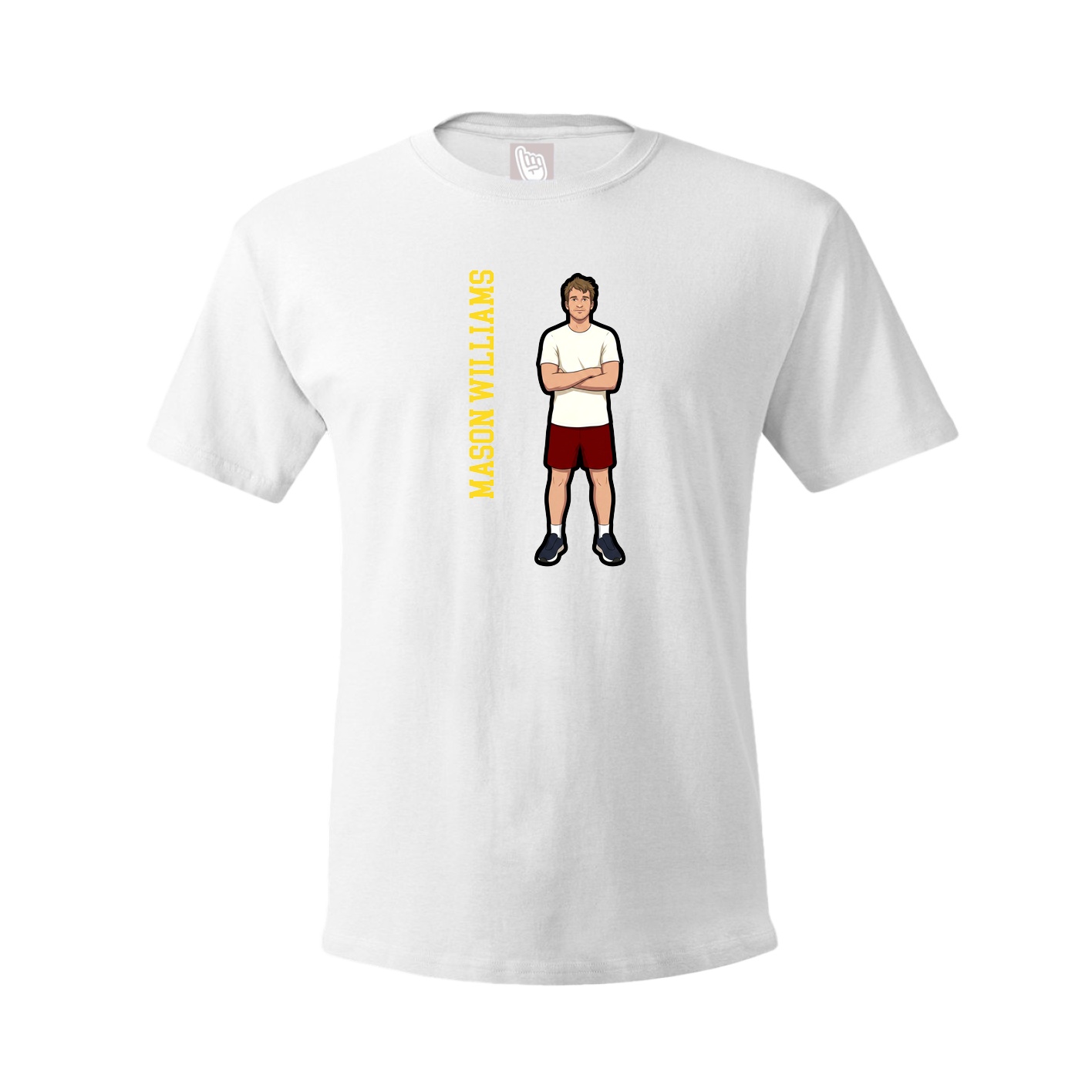 Youth Tee — Name Vertical in White