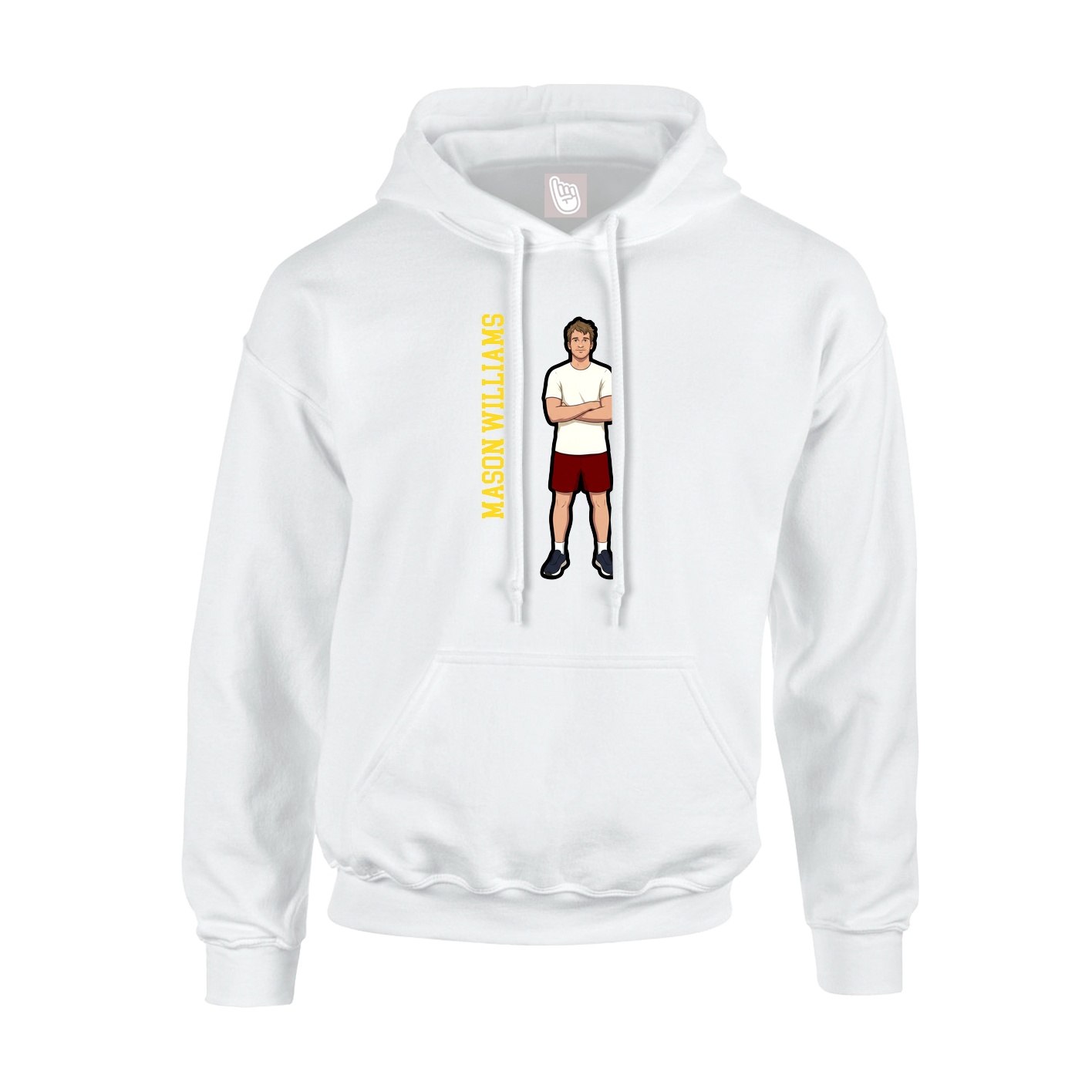 Youth Hoodie — Name Vertical in White