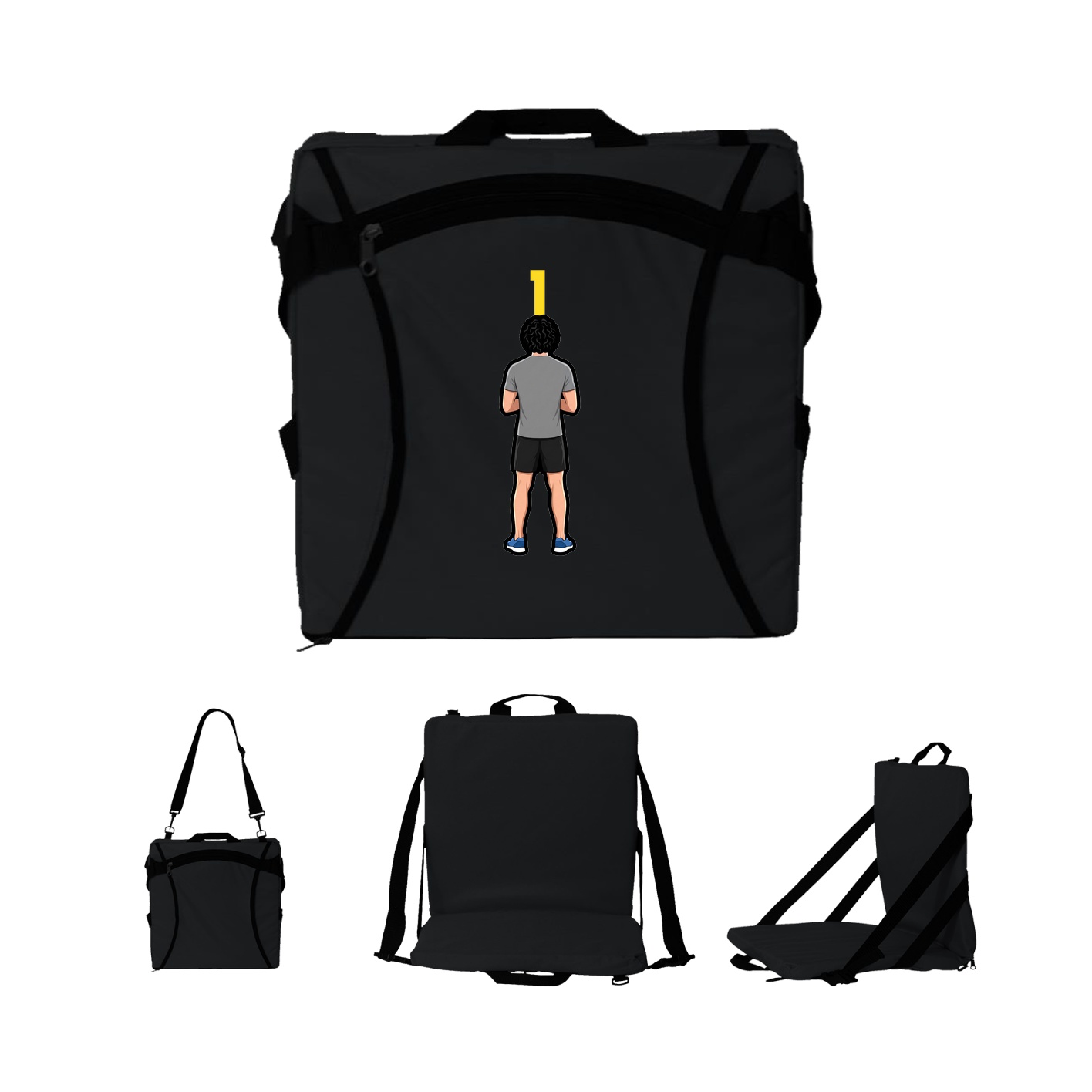 Folding Stadium Seat — Number Top in Black