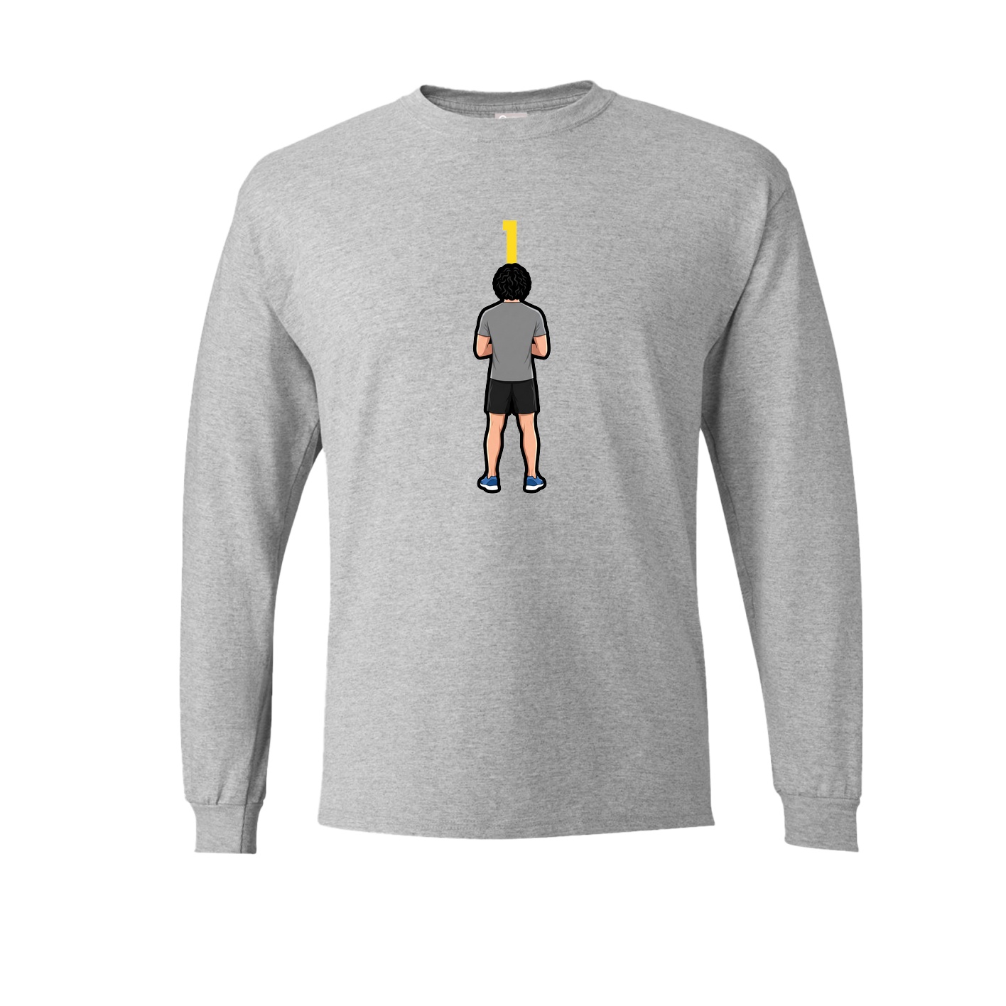 Long Sleeve Tee — Number Top in Grey