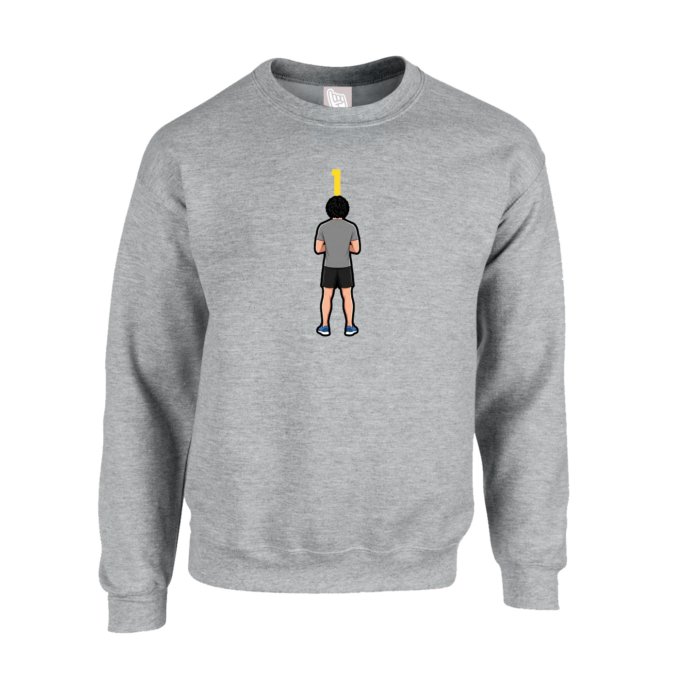 Fleece Crew — Number Top in Grey