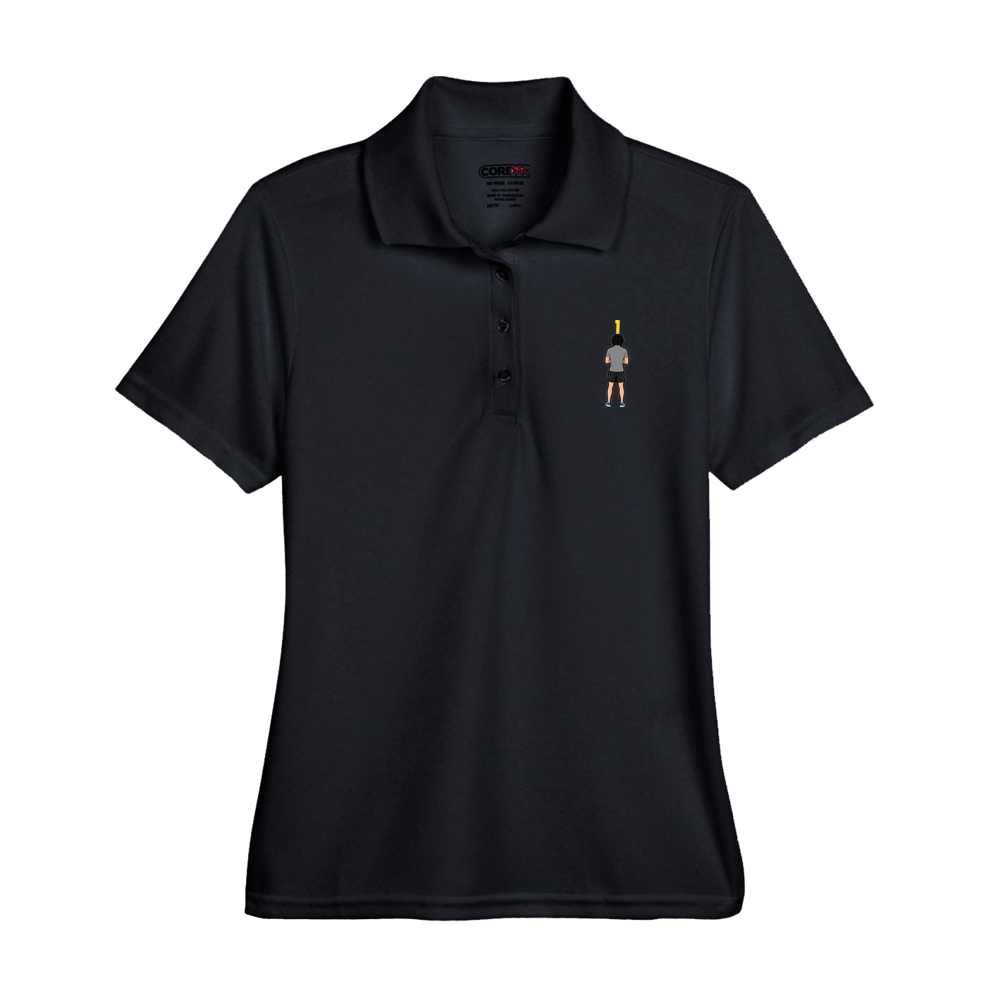 Womens Performance Polo — Number Top in Black