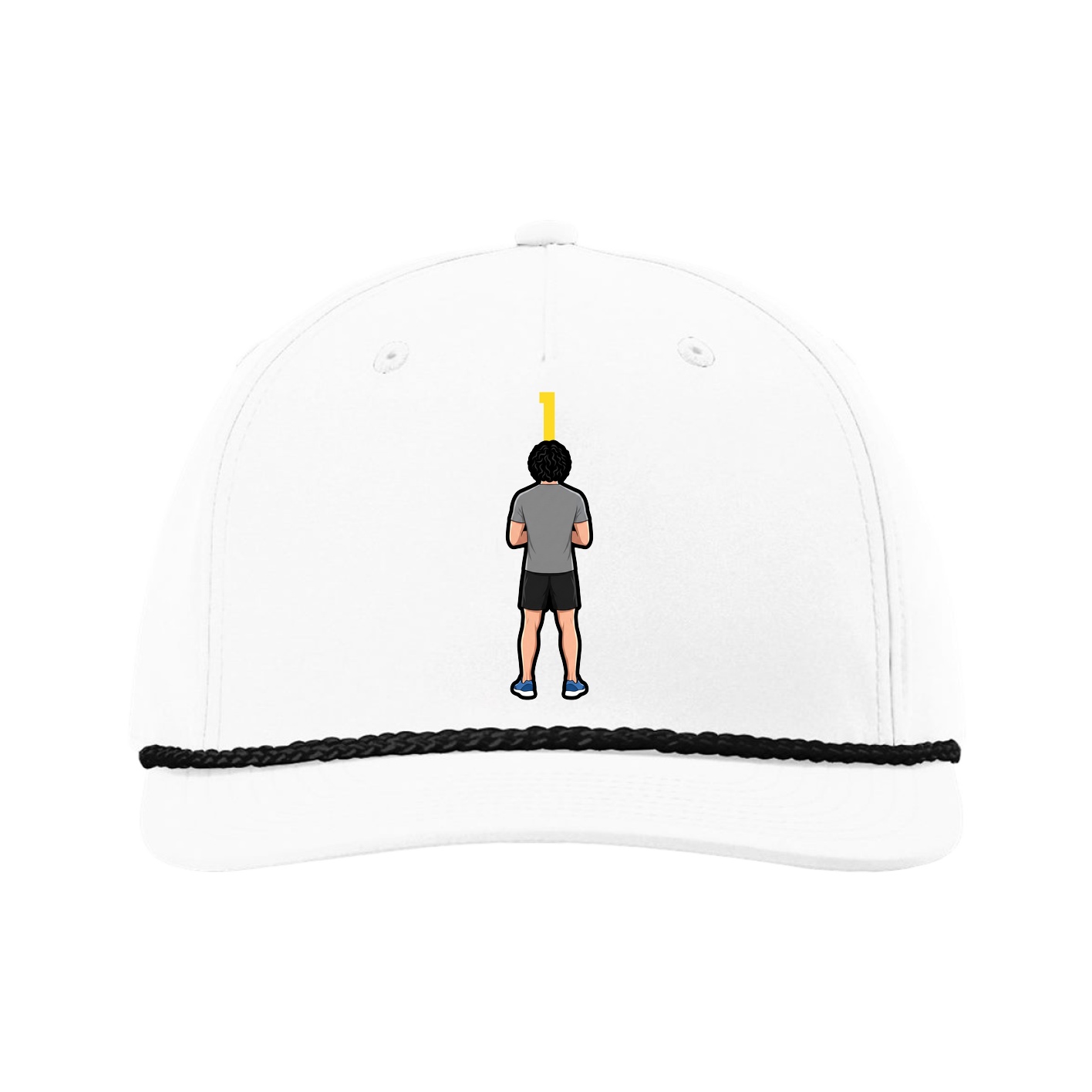 Five-Panel Classic Rope Cap — Number Top in White
