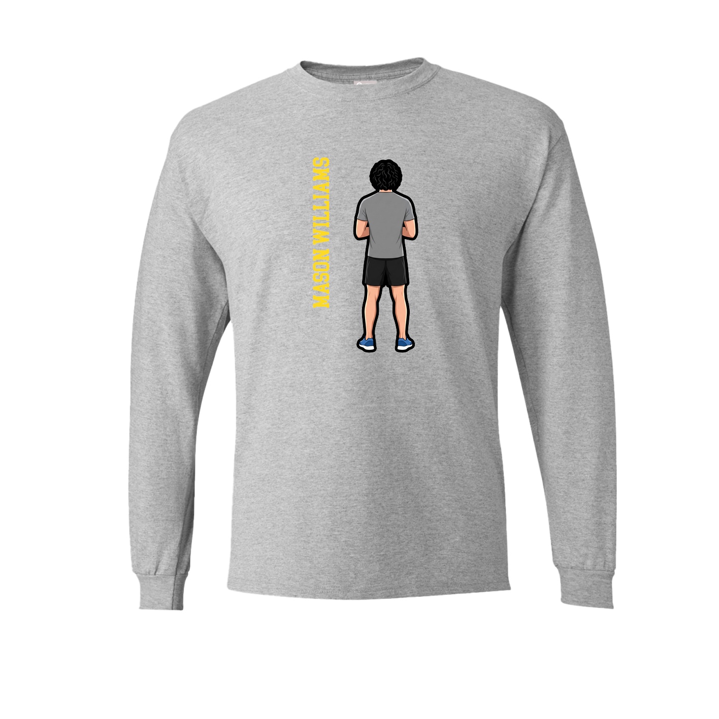 Long Sleeve Tee — Name Vertical in Grey