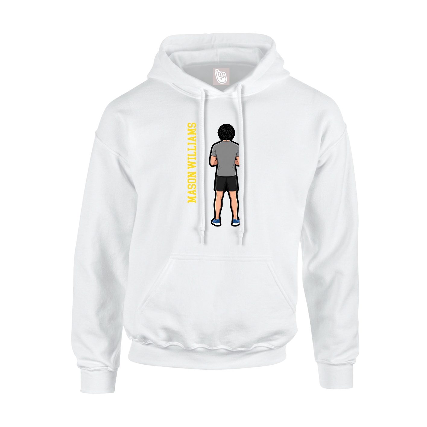 Youth Hoodie — Name Vertical in White