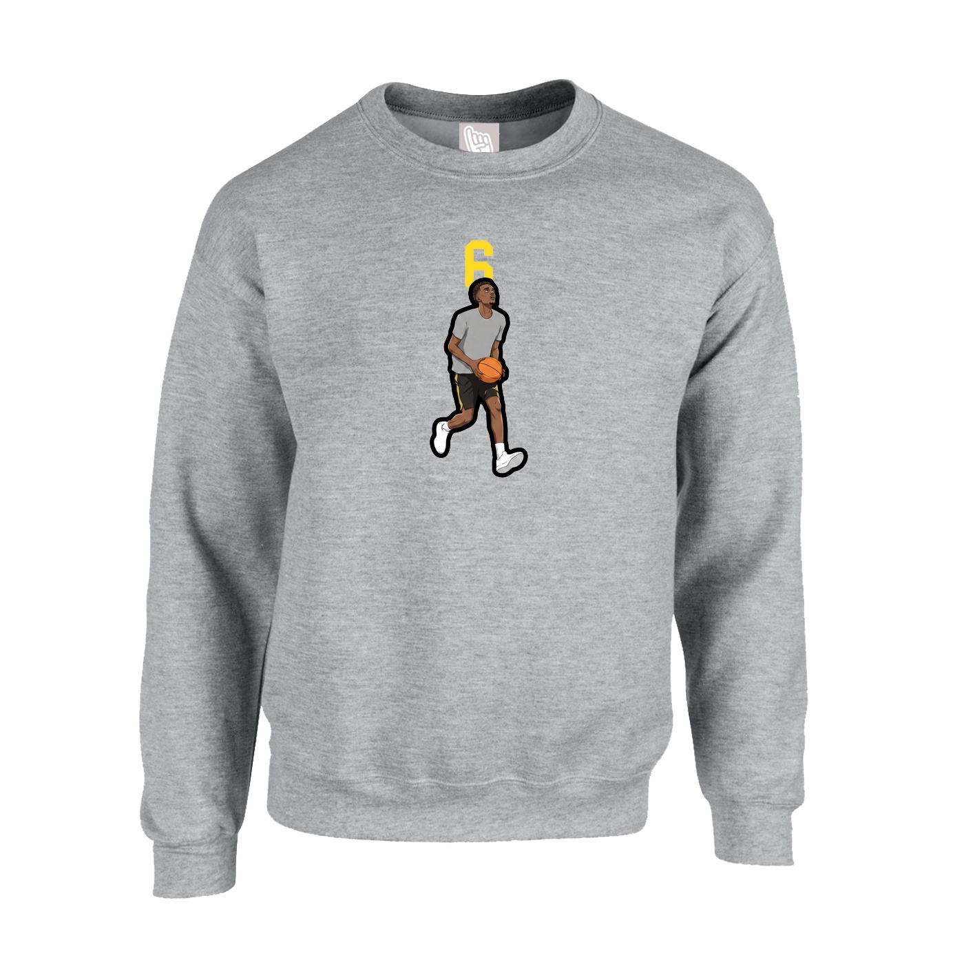Fleece Crew — Number Top in Grey