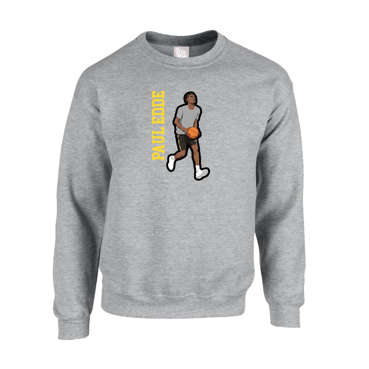 Fleece Crew — Name Vertical in Grey
