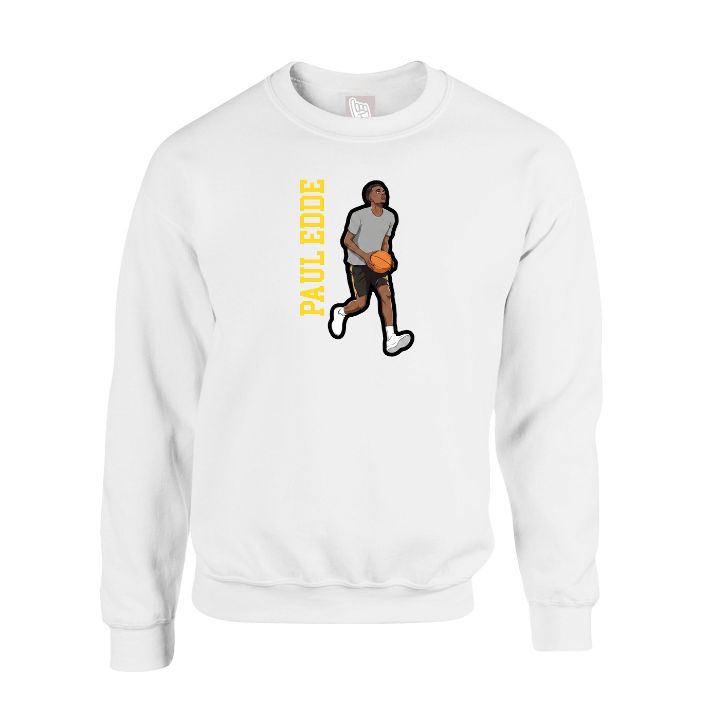 Fleece Crew — Name Vertical in White