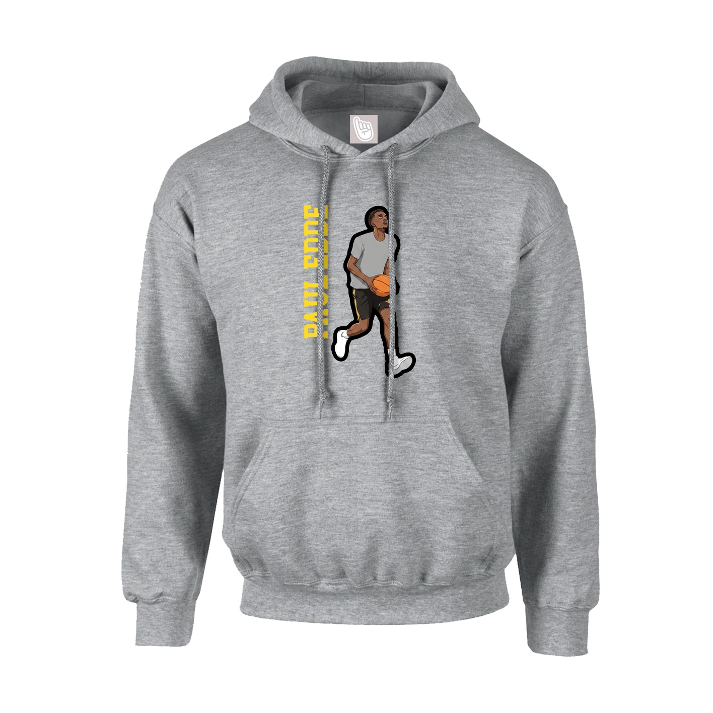 Youth Hoodie — Name Vertical in Grey
