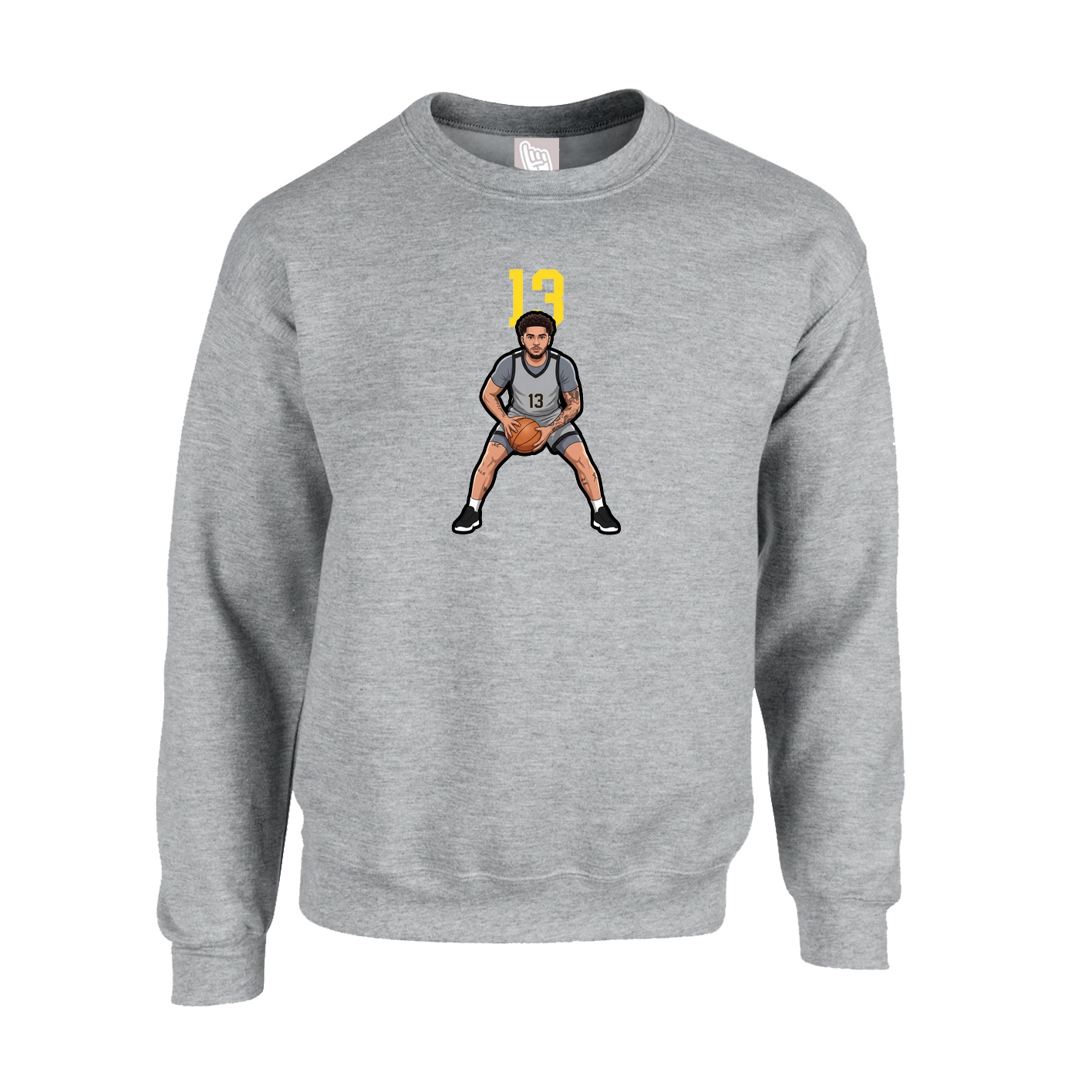 Fleece Crew — Number Top in Grey