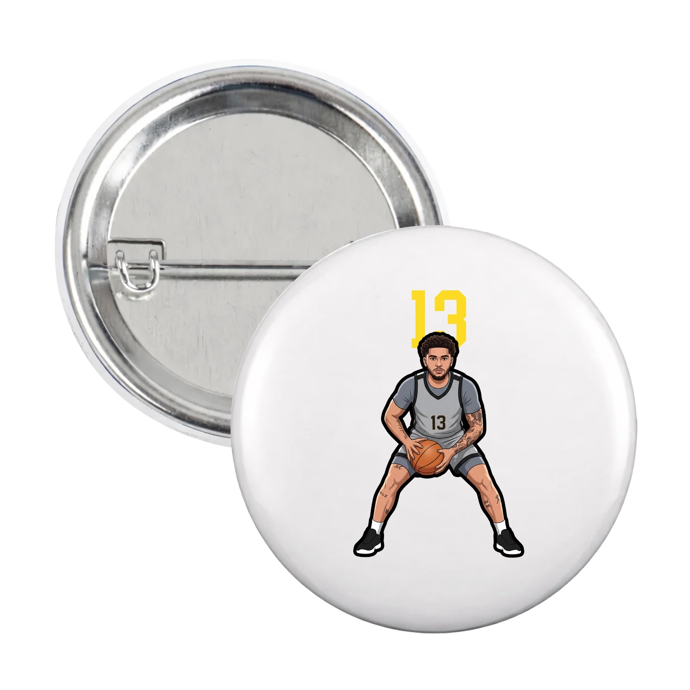 Game Day Button — Number Top in White