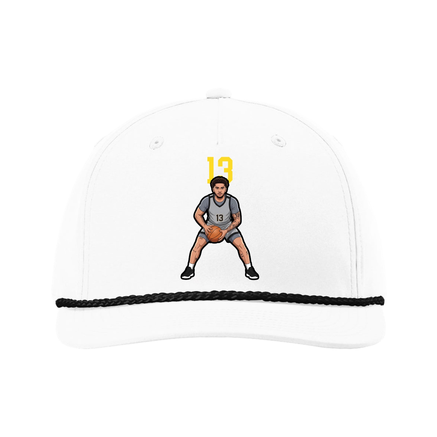 Five-Panel Classic Rope Cap — Number Top in White