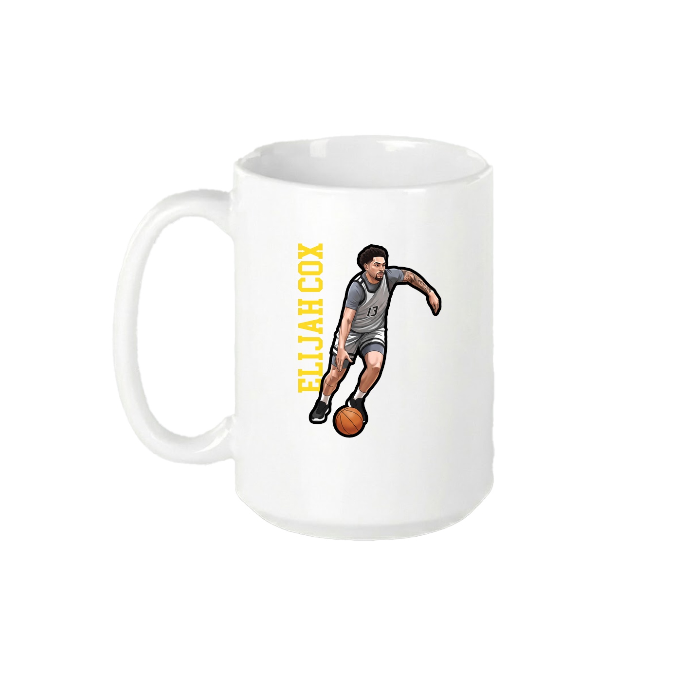 15oz Coffee Mug — Name Vertical in White