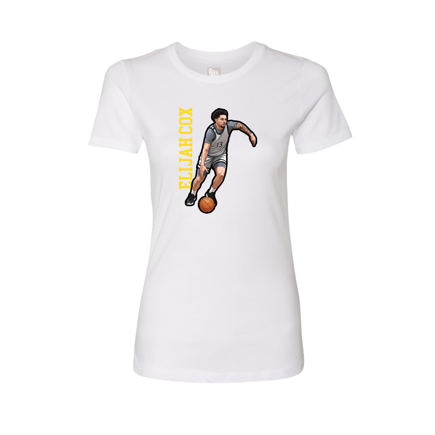 Fitted Women's Tee — Name Vertical in White