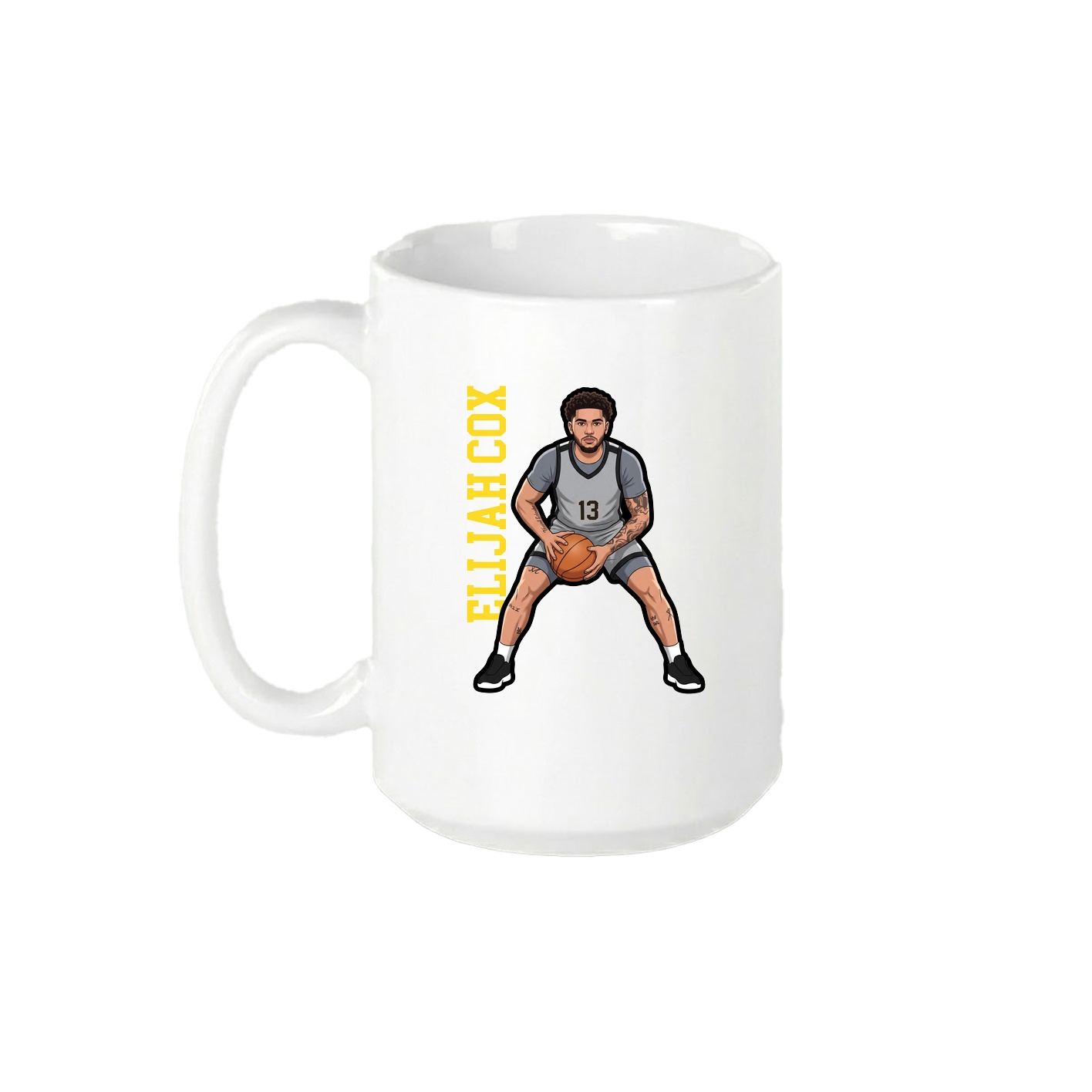 15oz Coffee Mug — Name Vertical in White