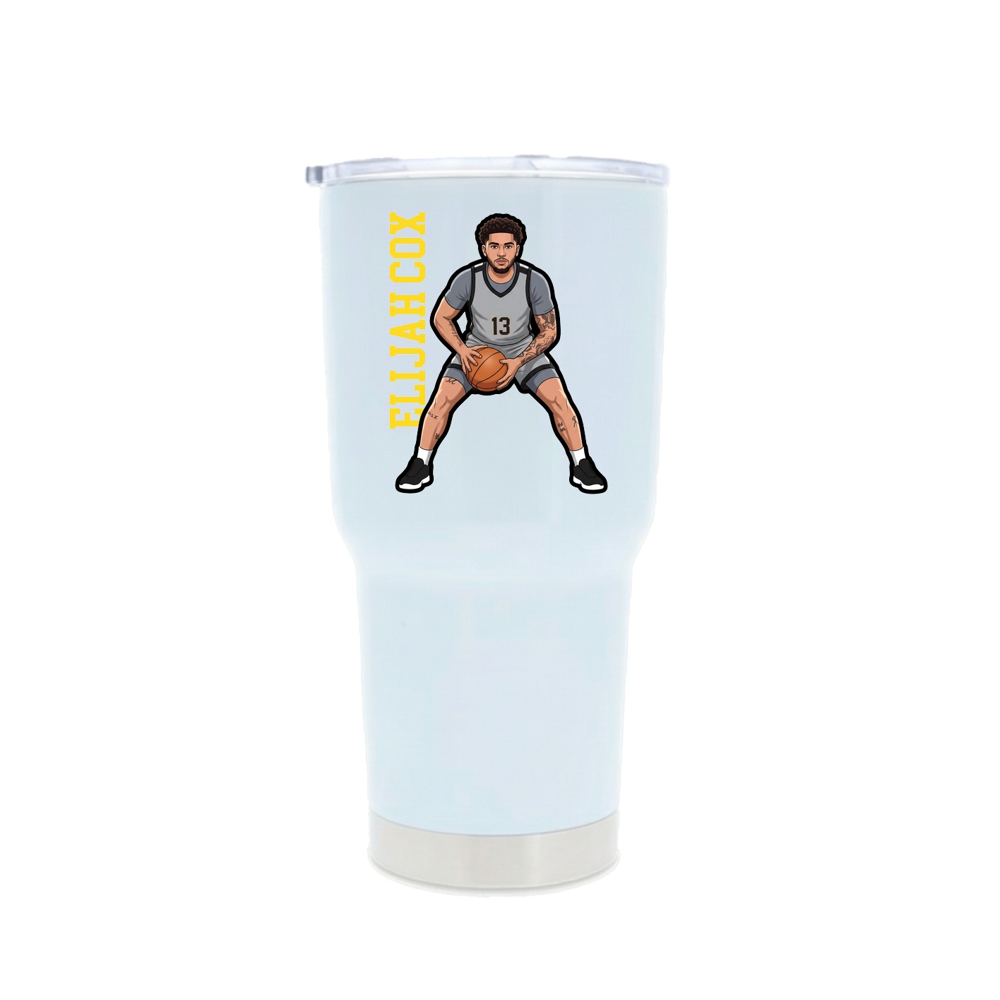 30oz Stainless Steel Tumbler — Name Vertical in White