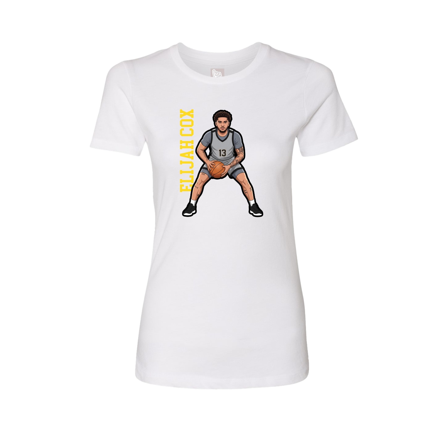 Fitted Women's Tee — Name Vertical in White