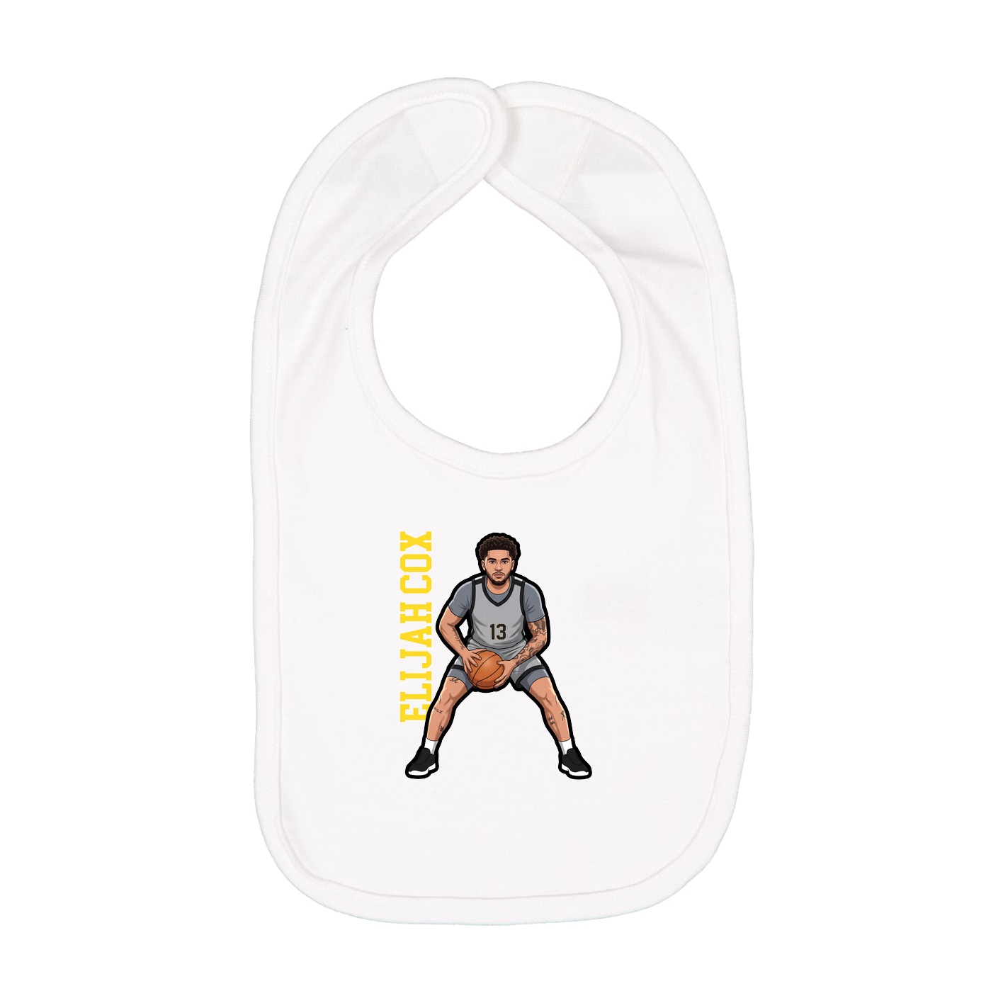 Infant Bib — Name Vertical in White