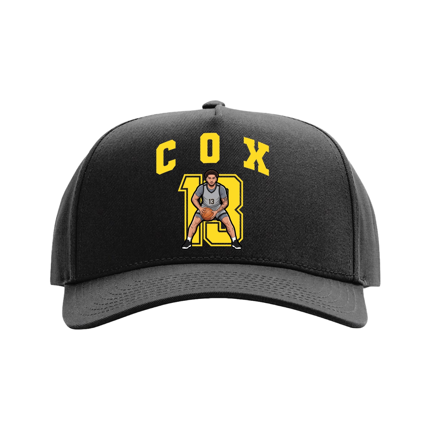 Full Fabric Five-Panel Champ Cap — Number in Black