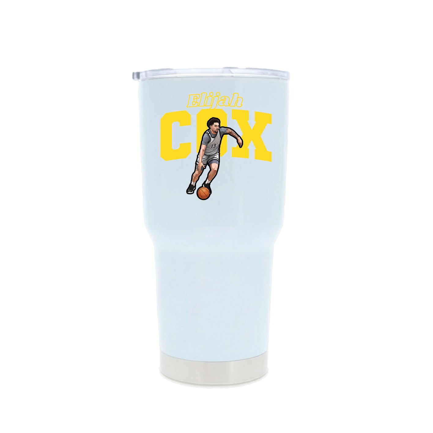 30oz Stainless Steel Tumbler — Name Arch in White