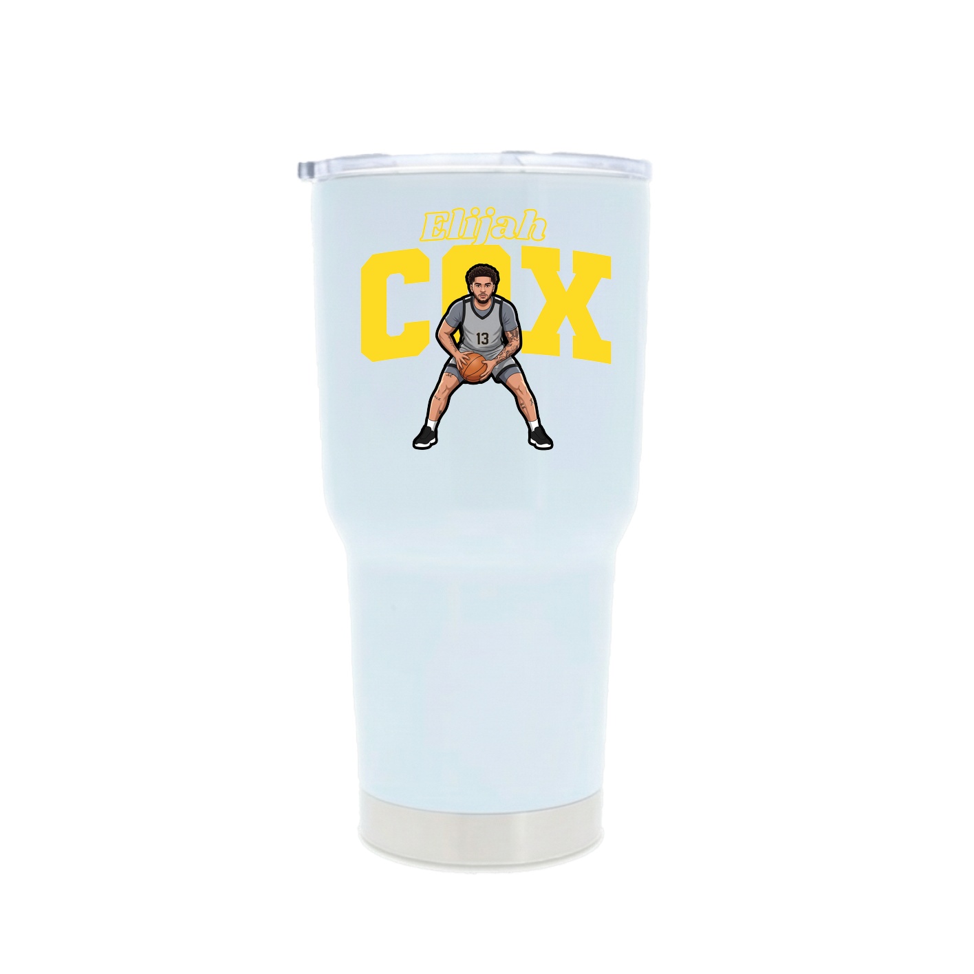 30oz Stainless Steel Tumbler — Name Arch in White
