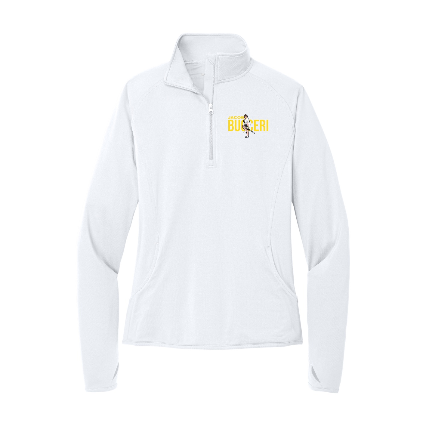 Women's Q-Zip Pullover — Player Name in White