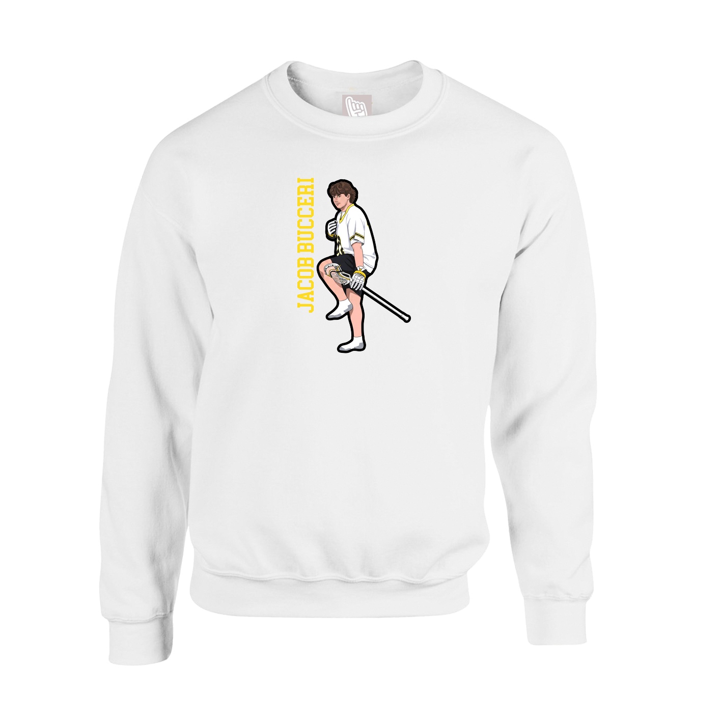 Fleece Crew — Name Vertical in White