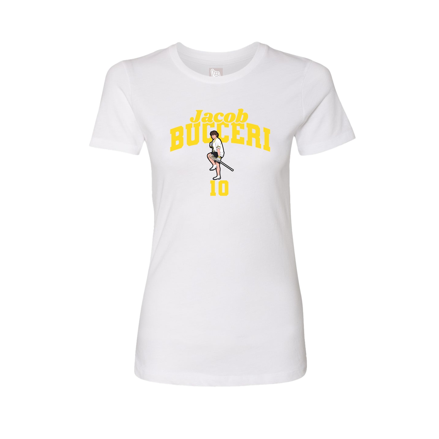 Fitted Women's Tee — Signature Arch in White