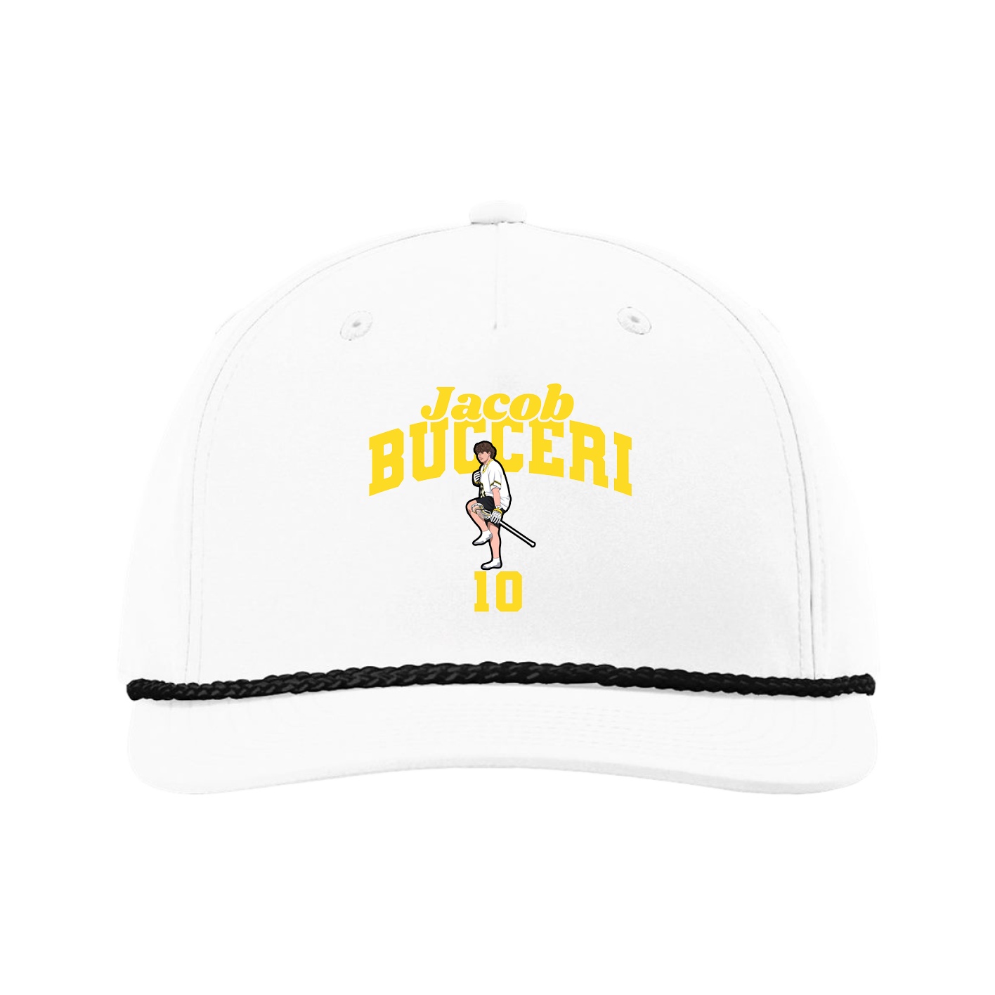 Five-Panel Classic Rope Cap — Signature Arch in White