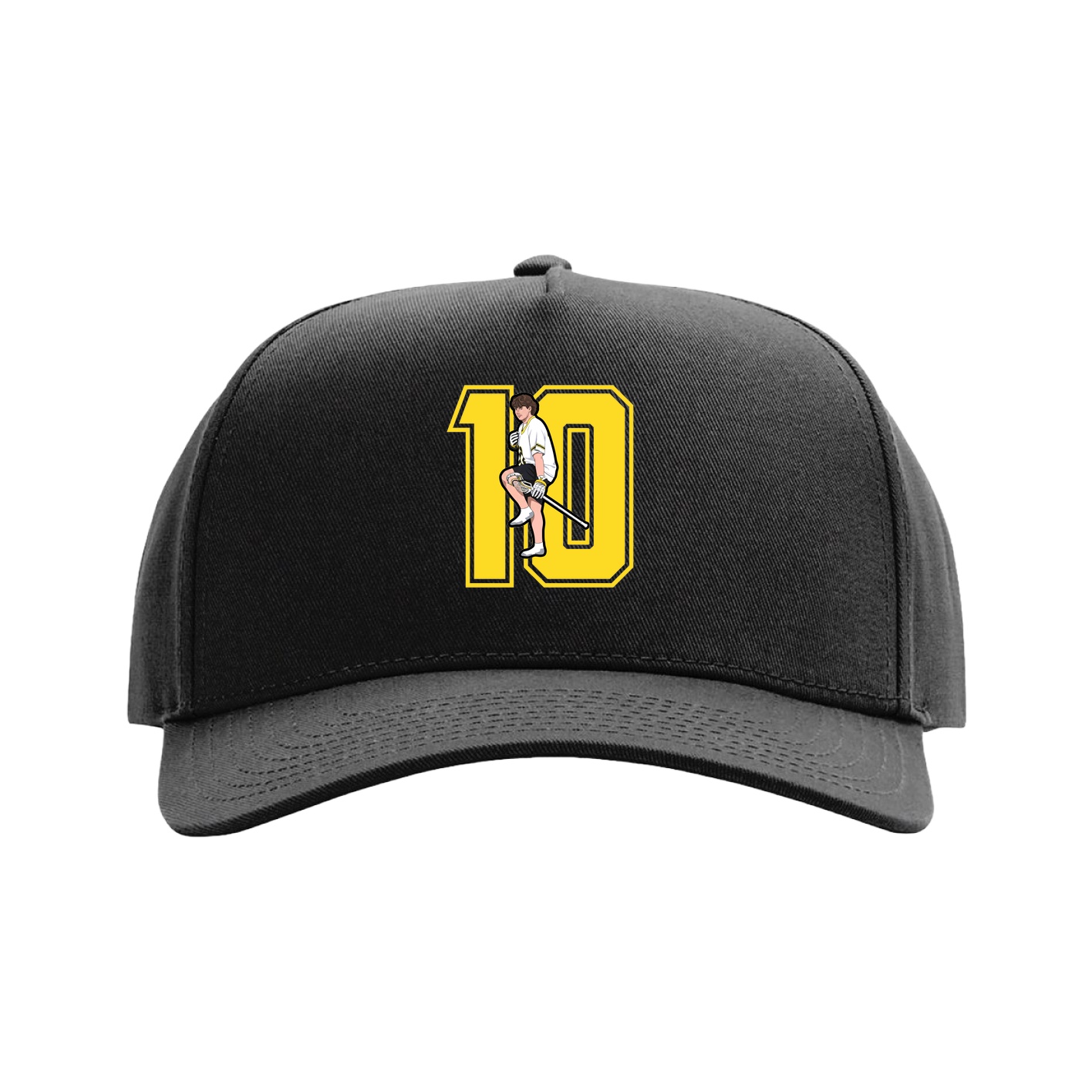 Full Fabric Five-Panel Champ Cap — Number in Black