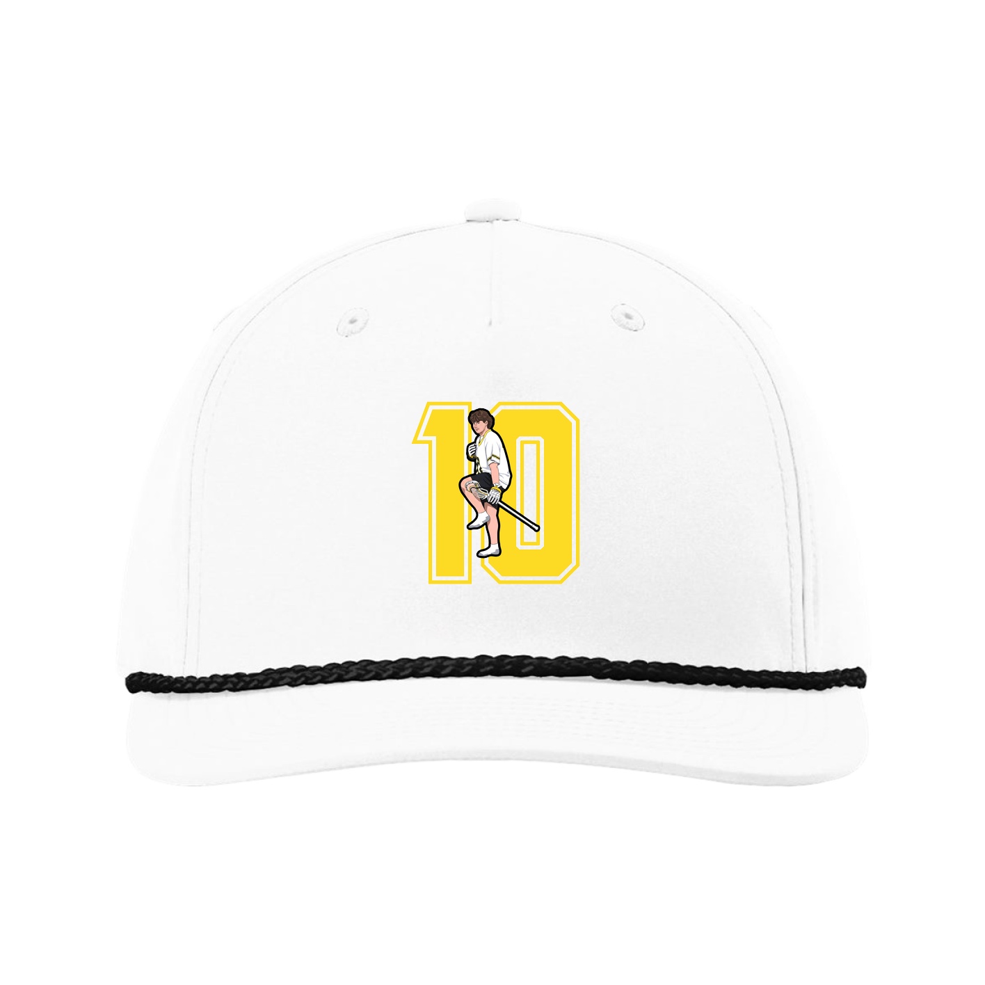 Five-Panel Classic Rope Cap — Number in White