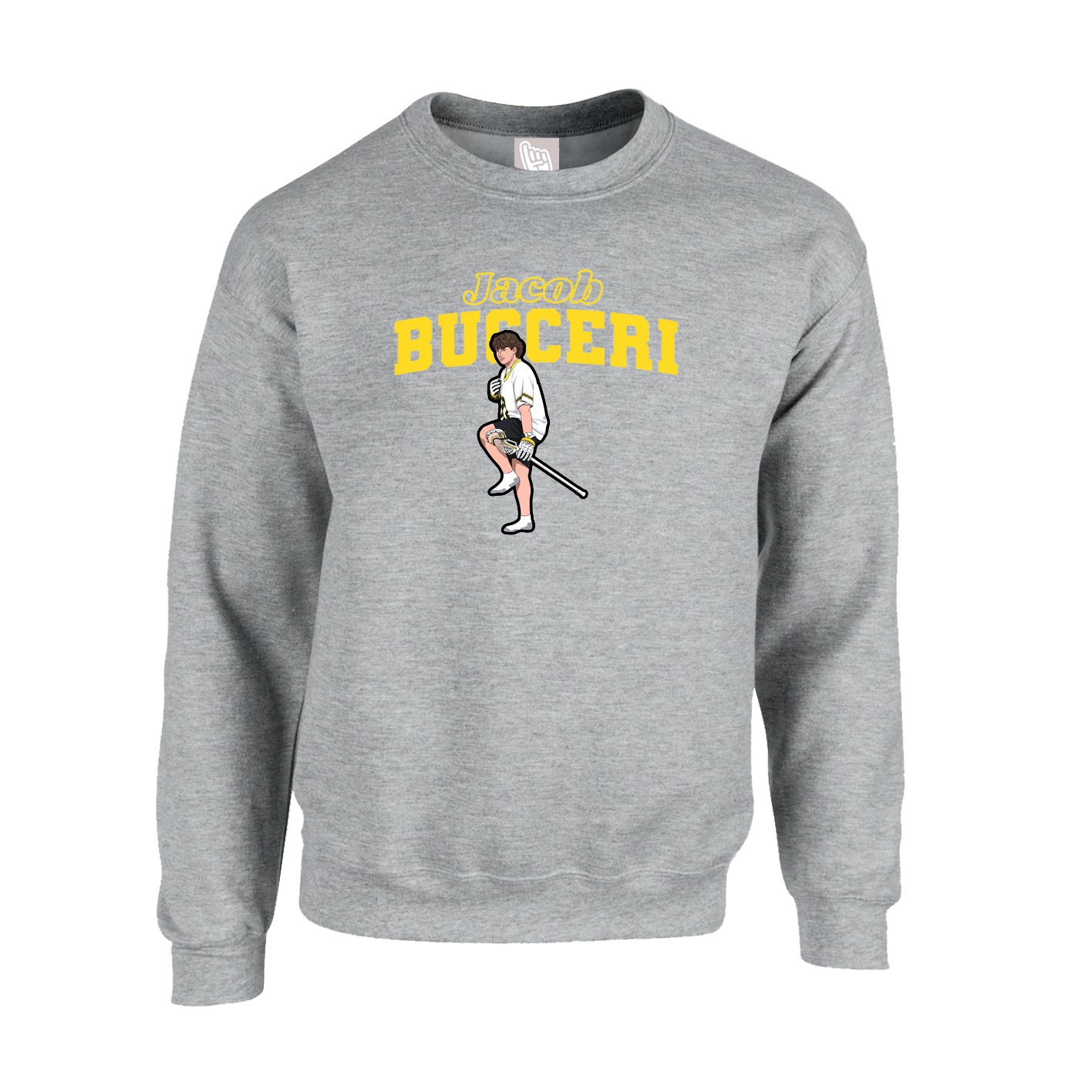 Fleece Crew — Name Arch in Grey