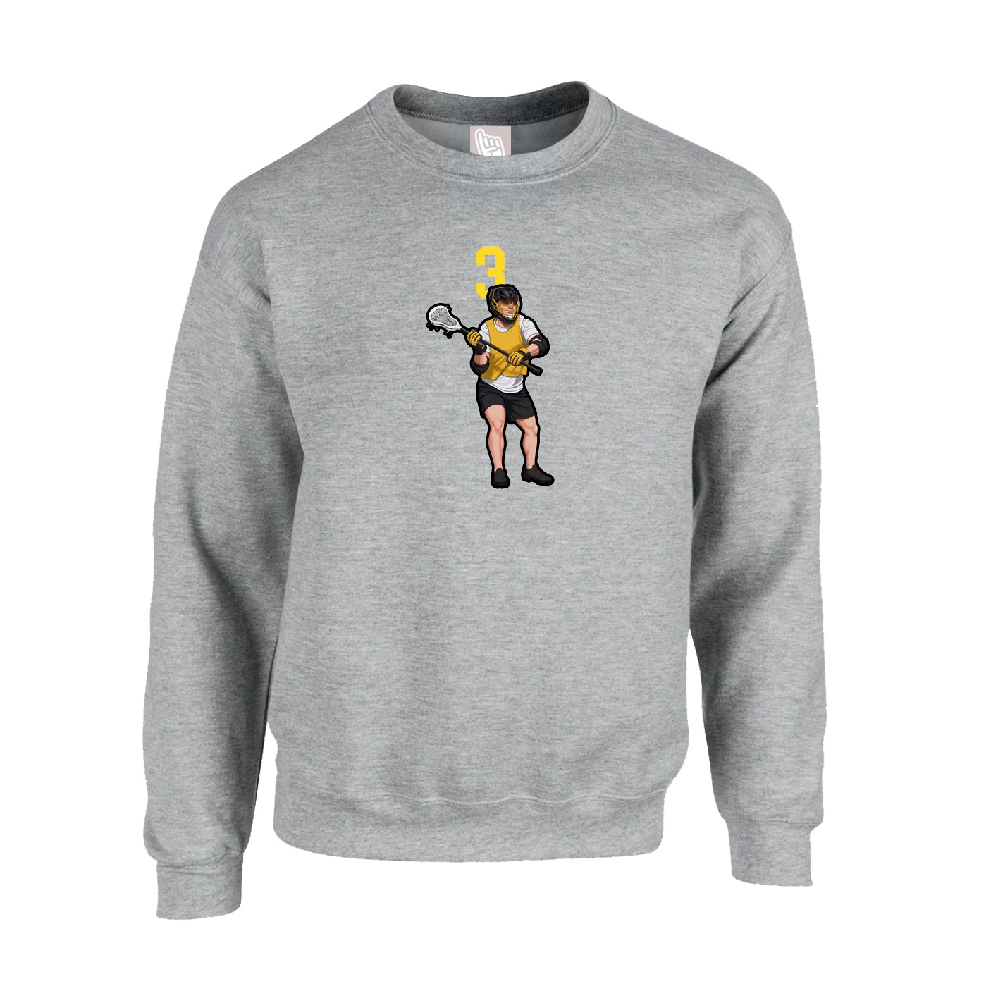 Fleece Crew — Number Top in Grey