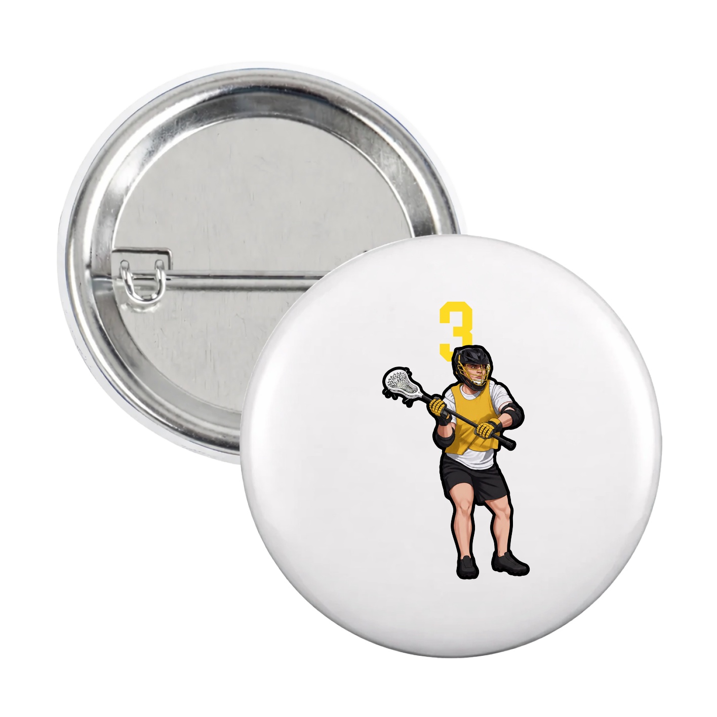 Game Day Button — Number Top in White