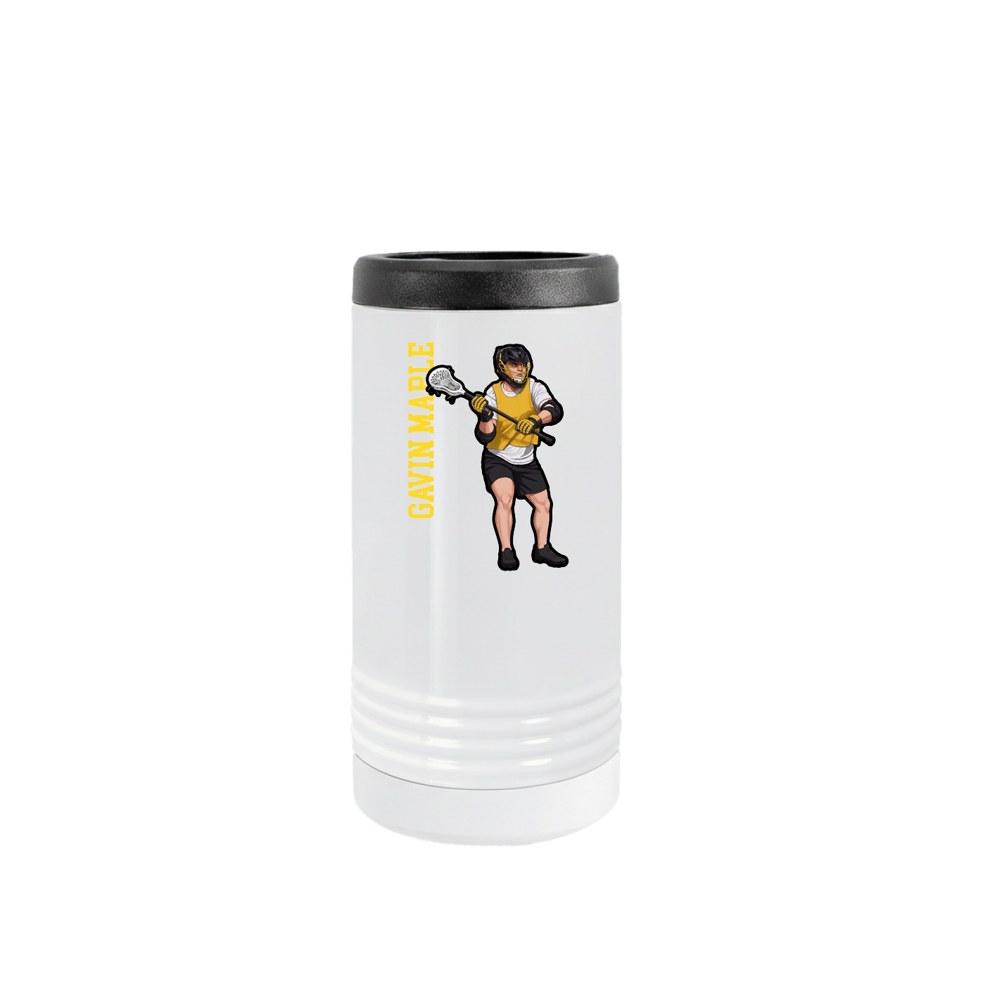 Slim Beverage Holder — Name Vertical in White
