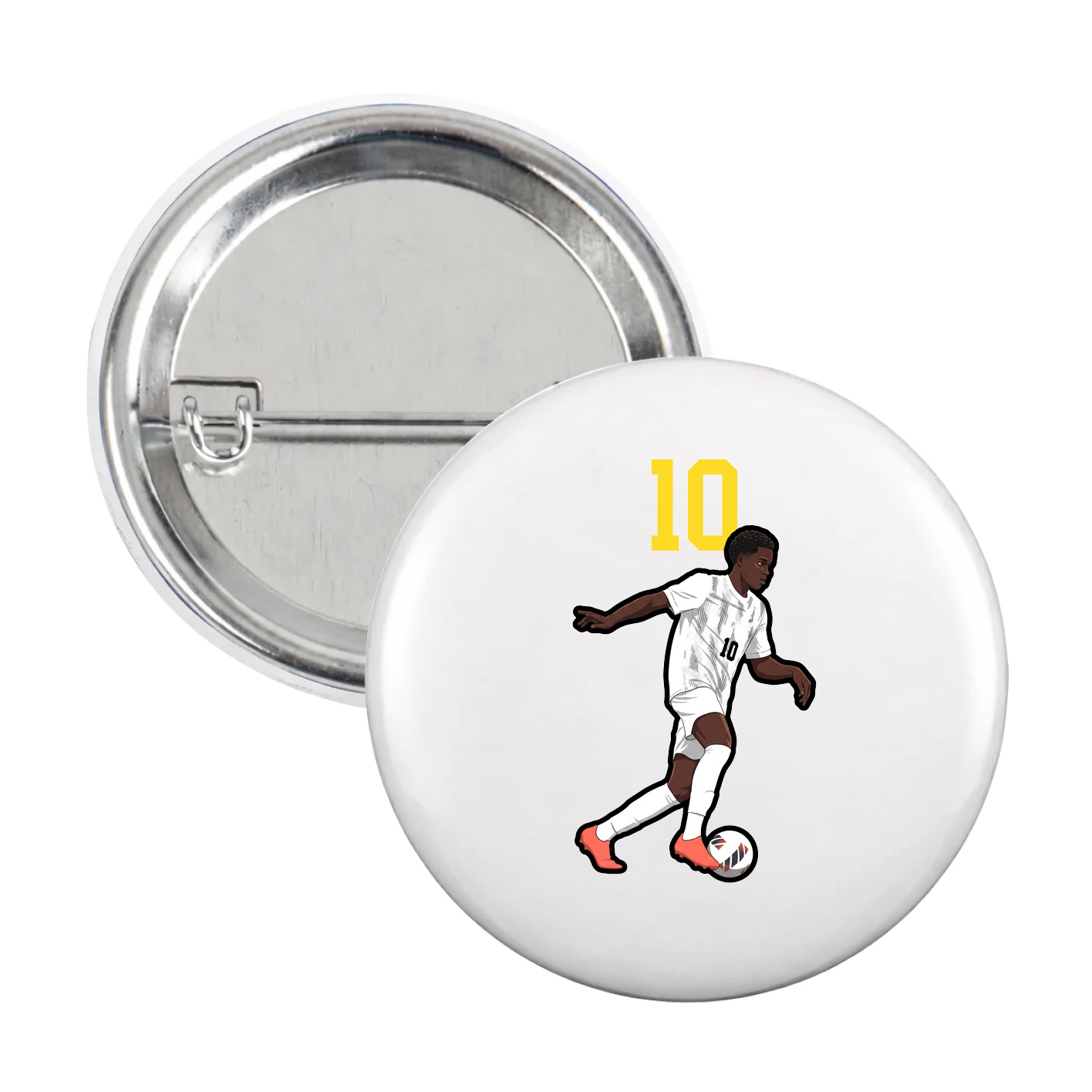 Game Day Button — Number Top in White