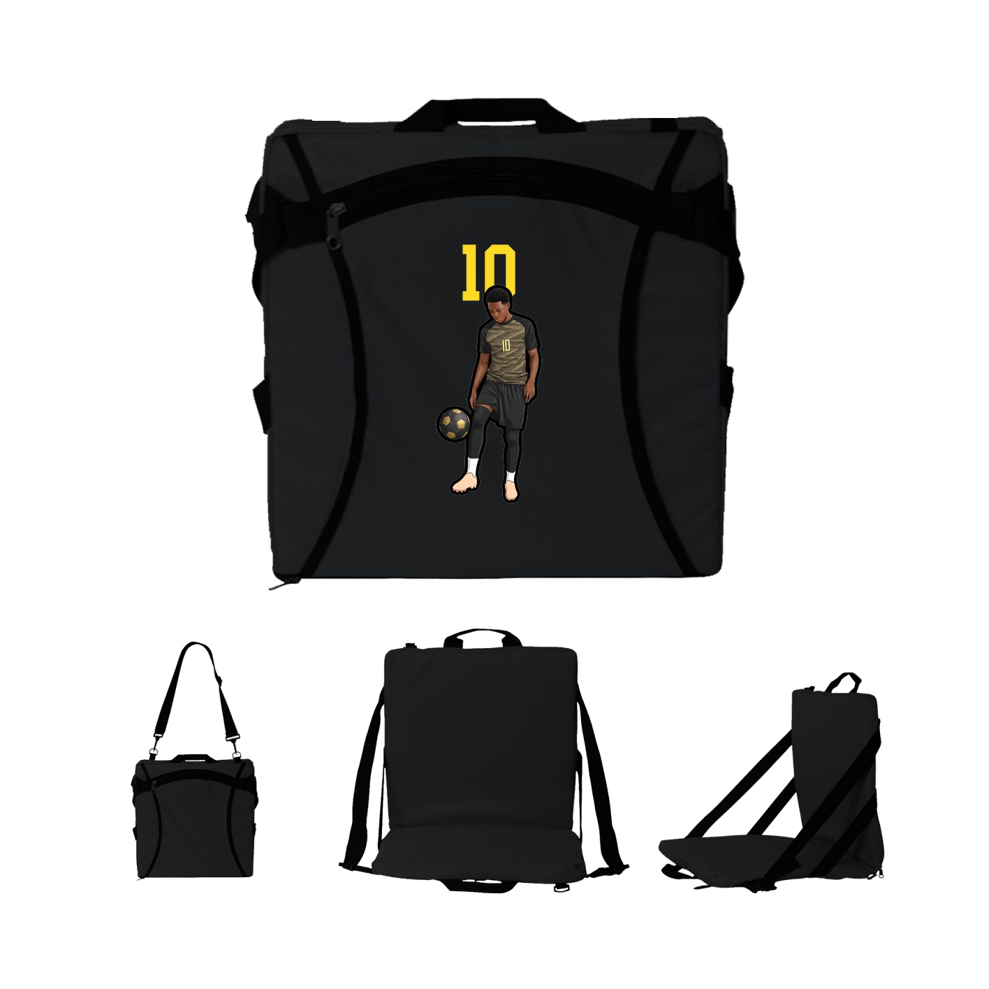 Folding Stadium Seat — Number Top in Black