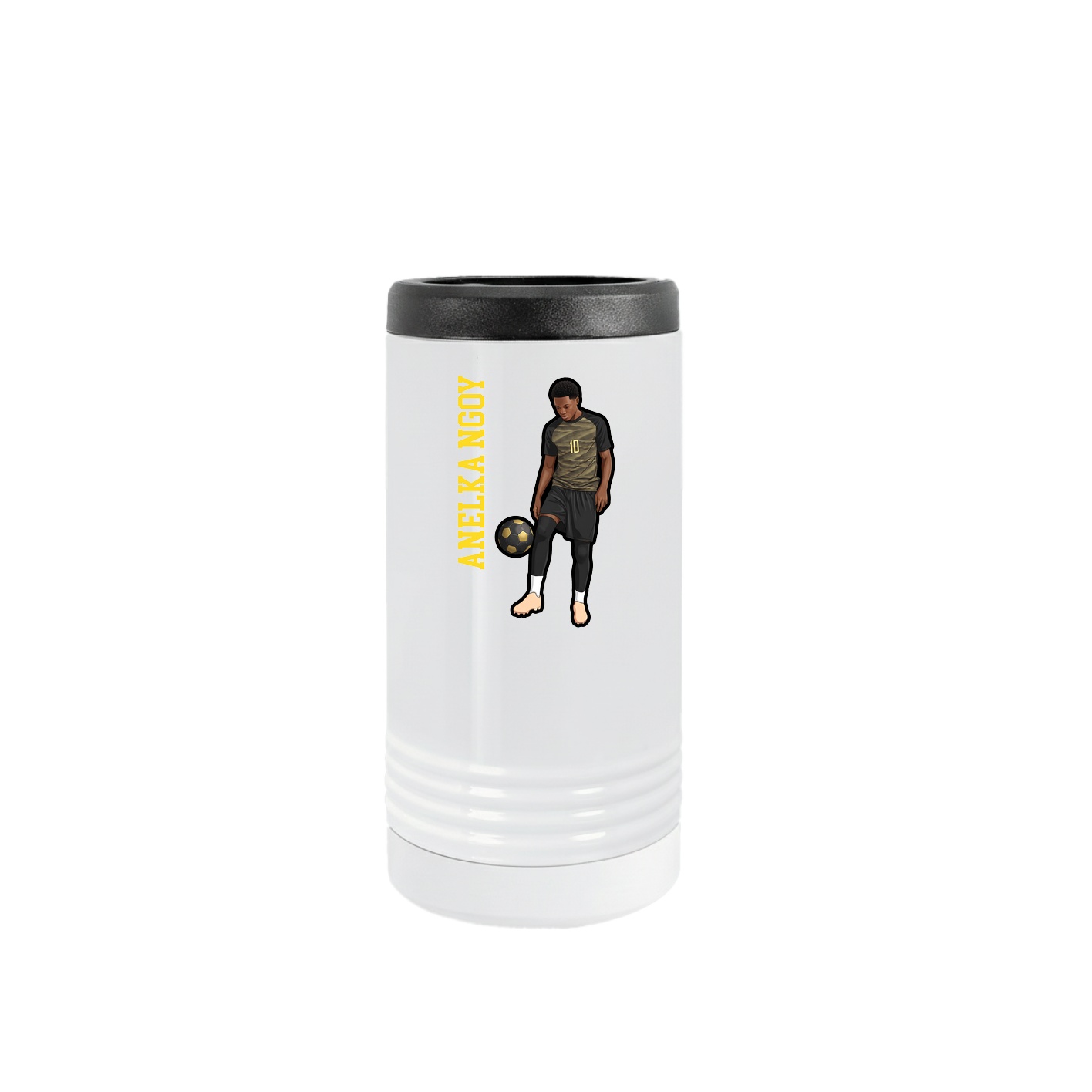Slim Beverage Holder — Name Vertical in White