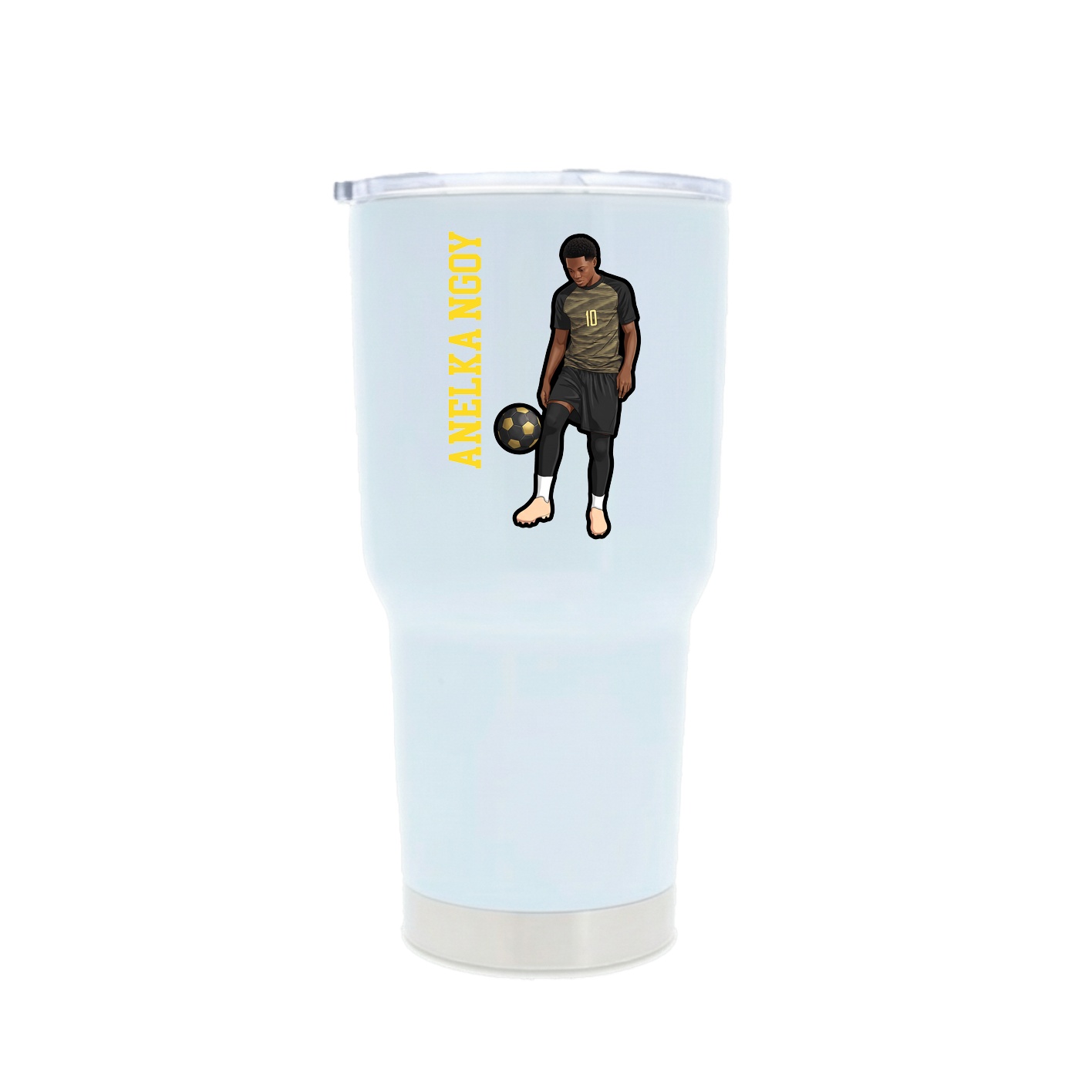30oz Stainless Steel Tumbler — Name Vertical in White
