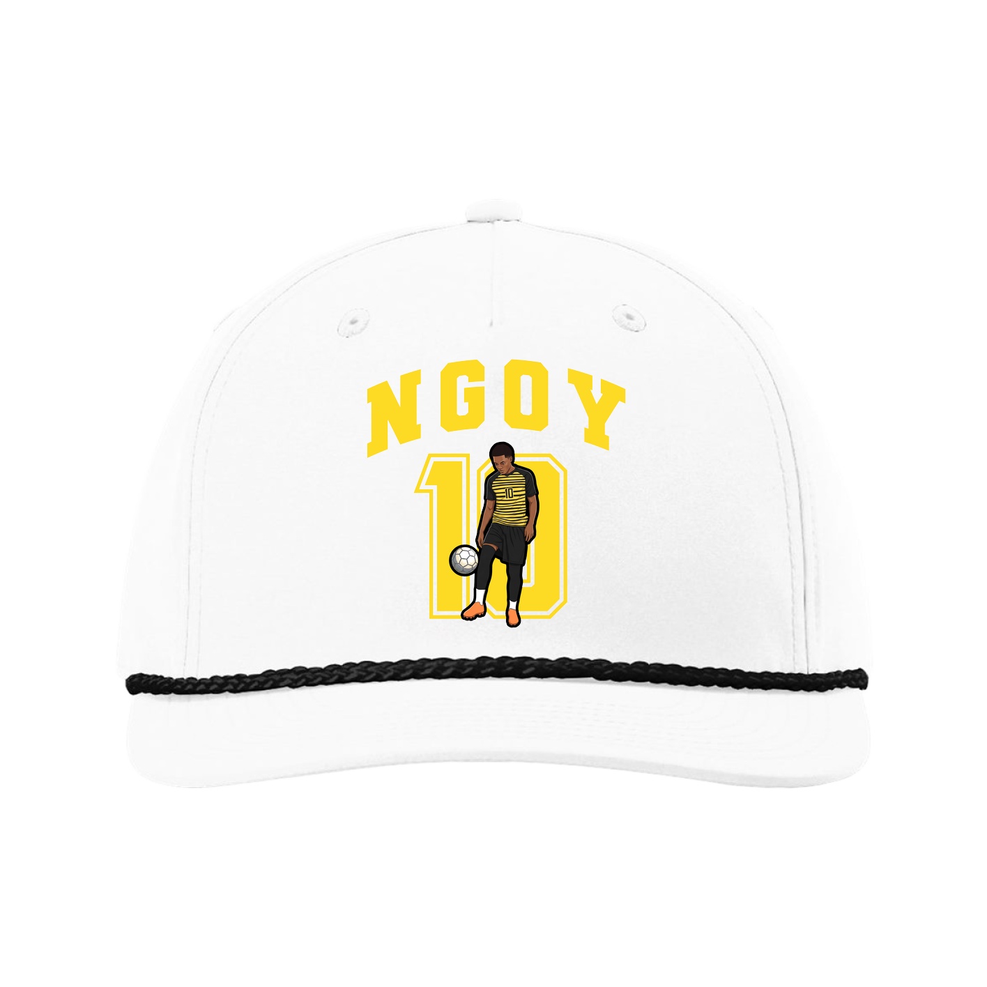 Five-Panel Classic Rope Cap — Number in White