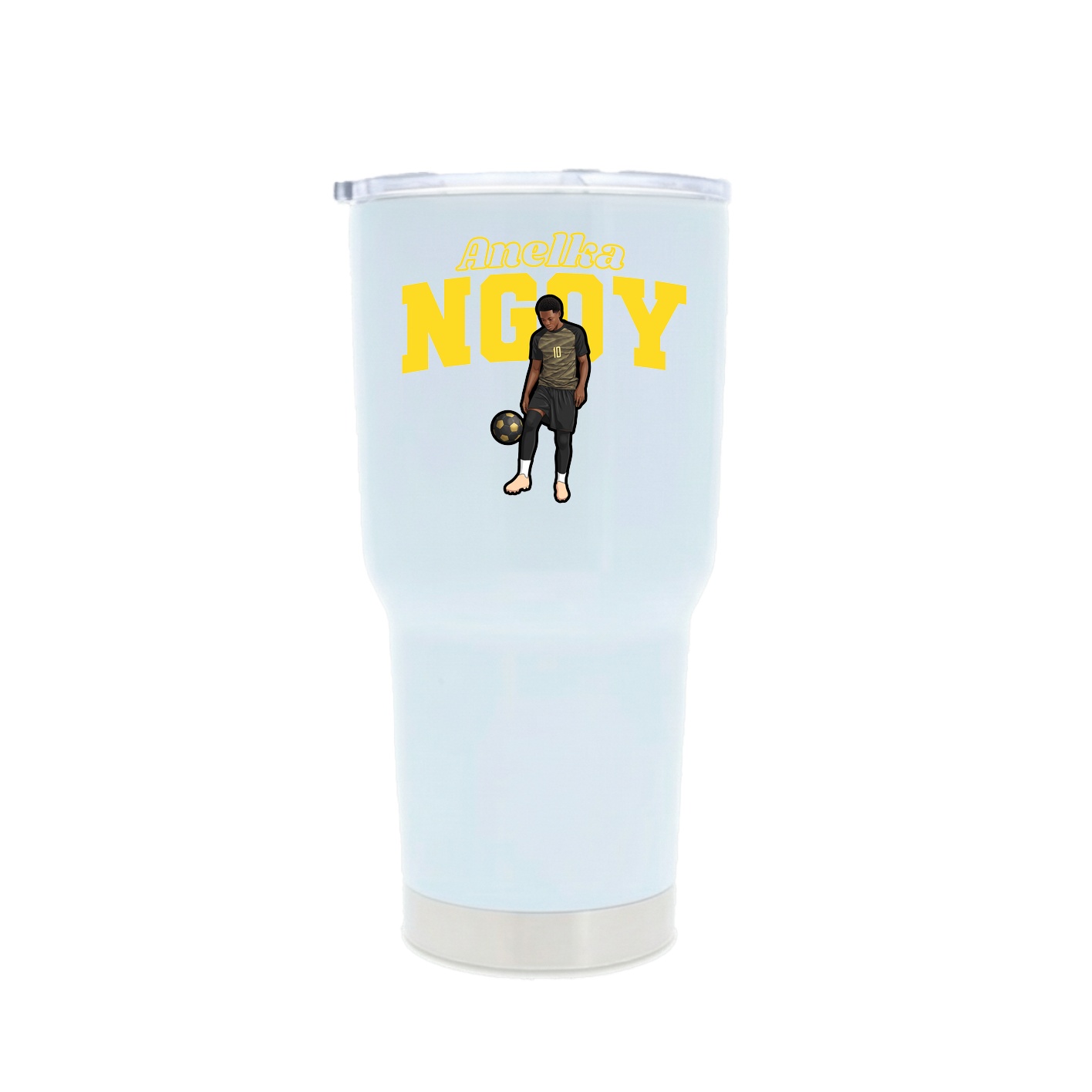 30oz Stainless Steel Tumbler — Name Arch in White