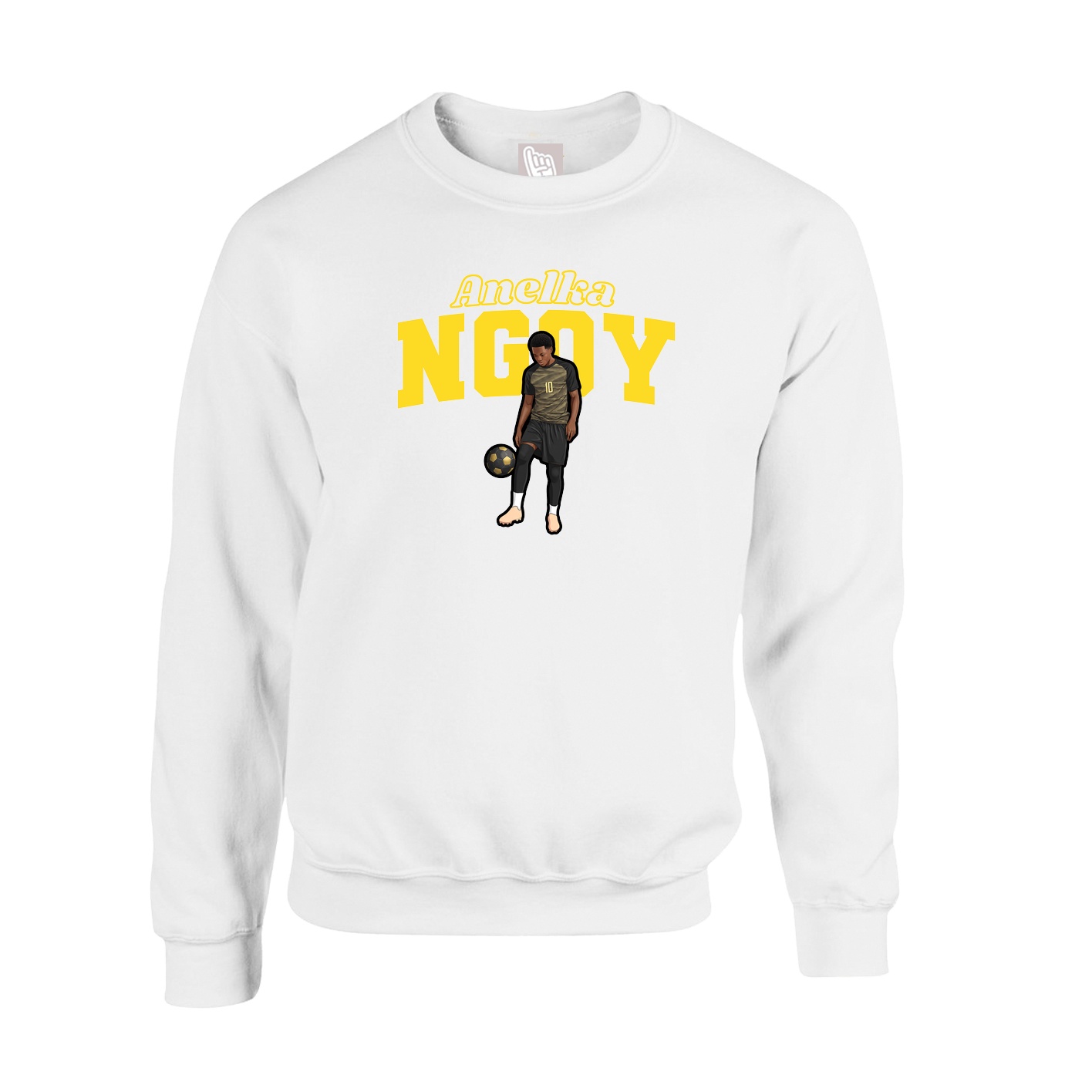 Fleece Crew — Name Arch in White