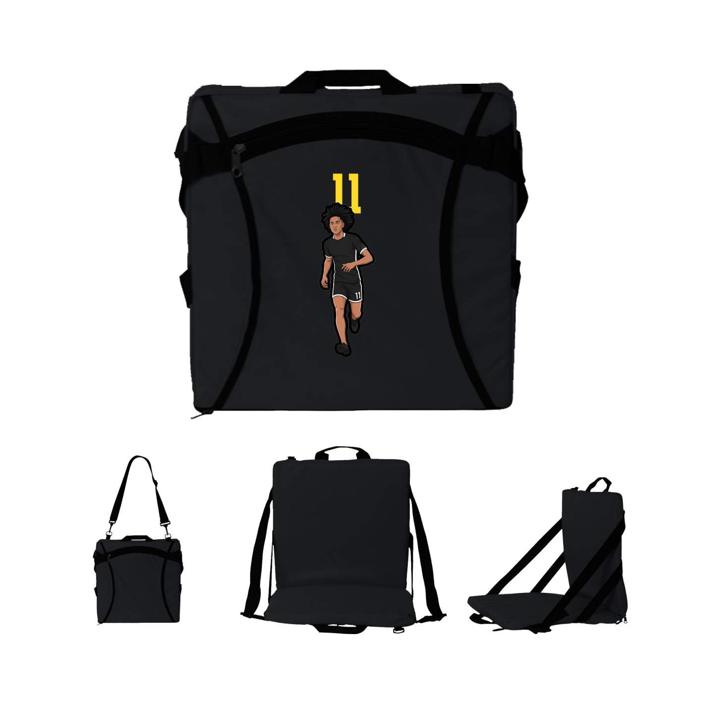 Folding Stadium Seat — Number Top in Black