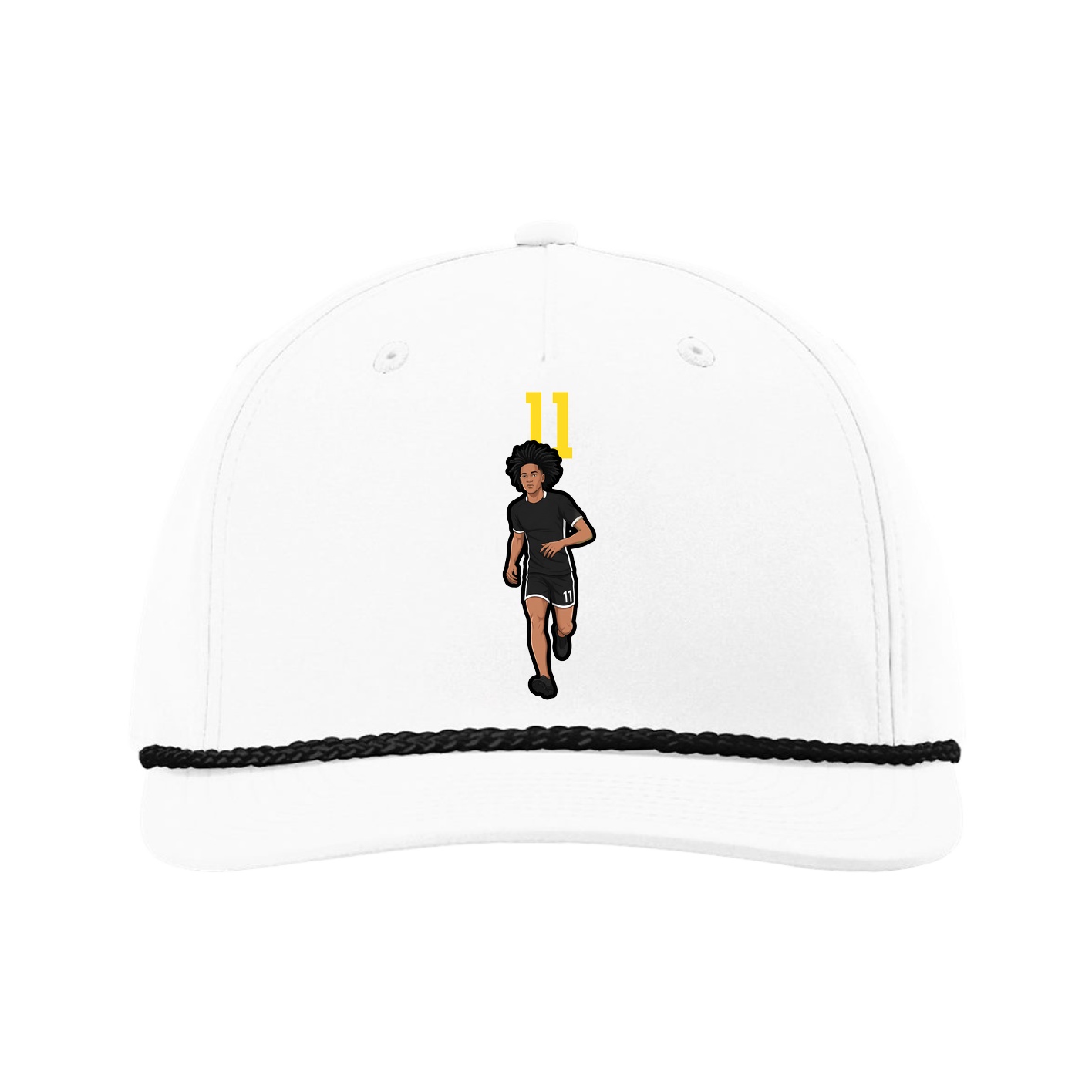 Five-Panel Classic Rope Cap — Number Top in White