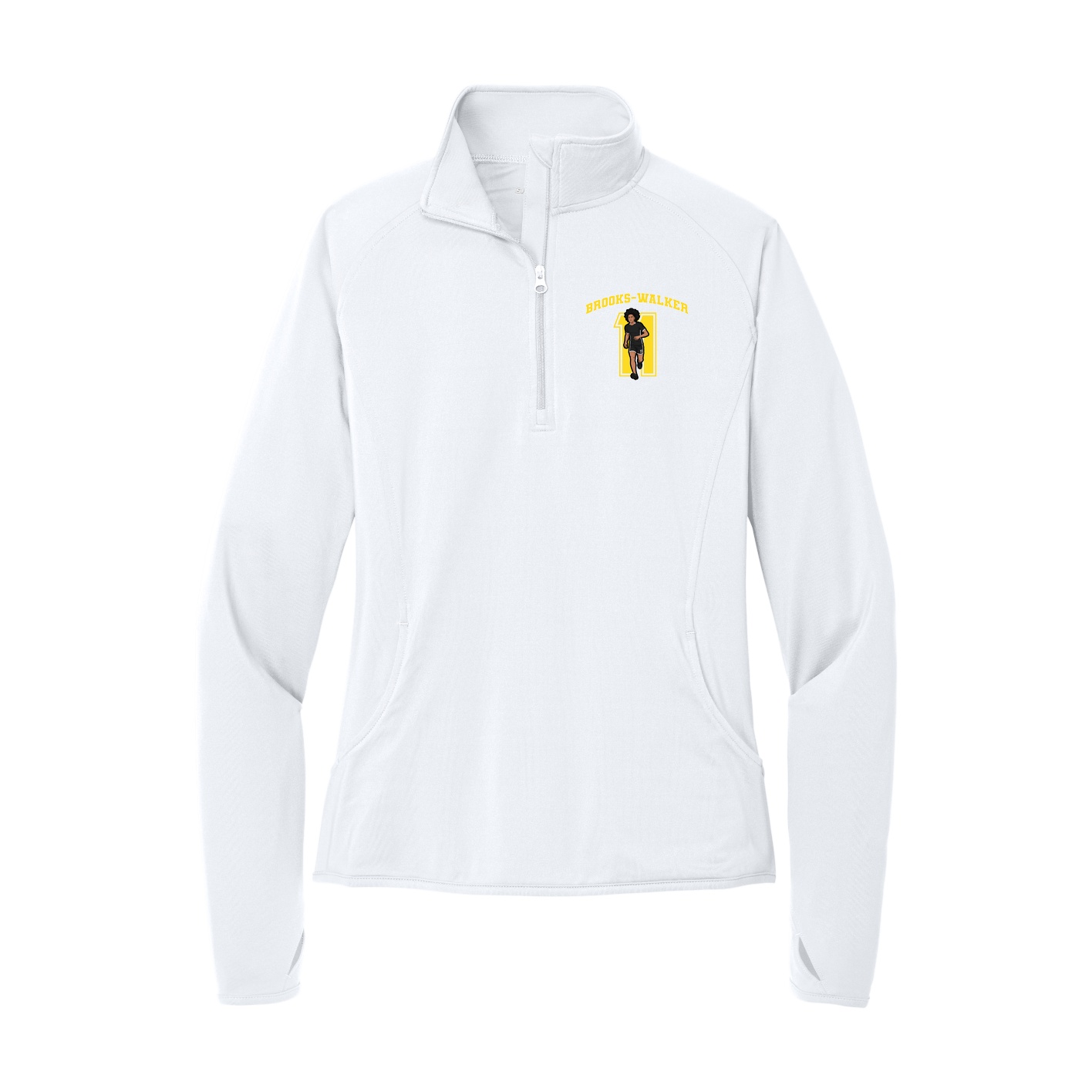 Women's Q-Zip Pullover — Number in White
