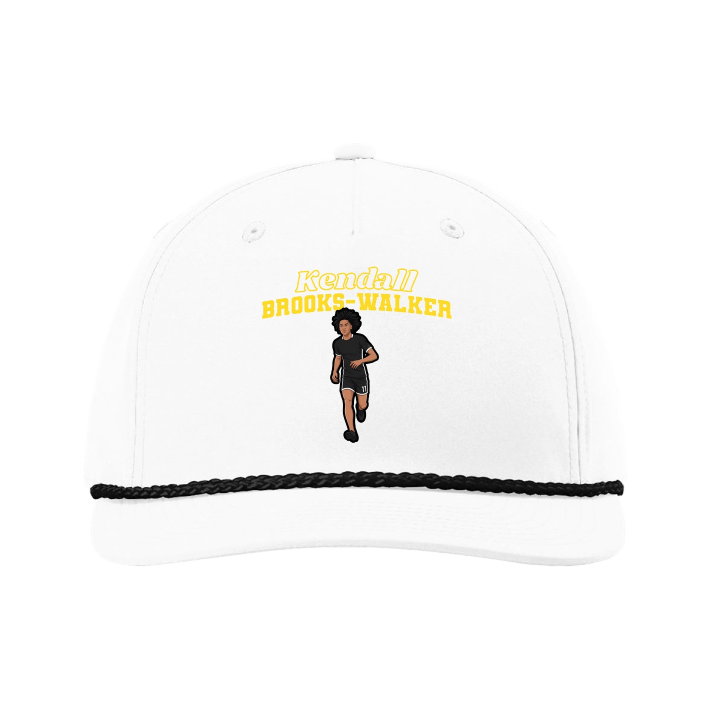 Five-Panel Classic Rope Cap — Name Arch in White