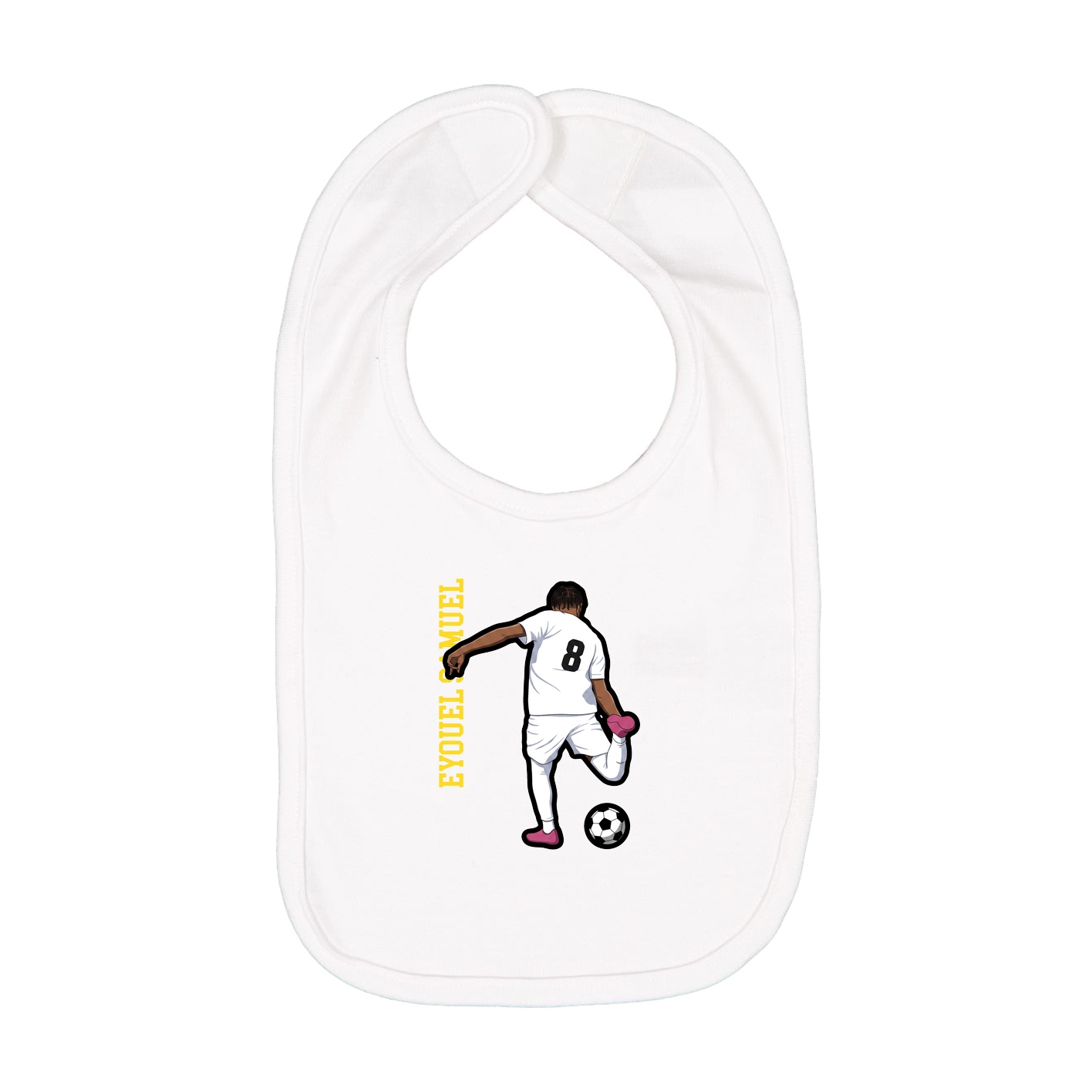 Infant Bib — Name Vertical in White