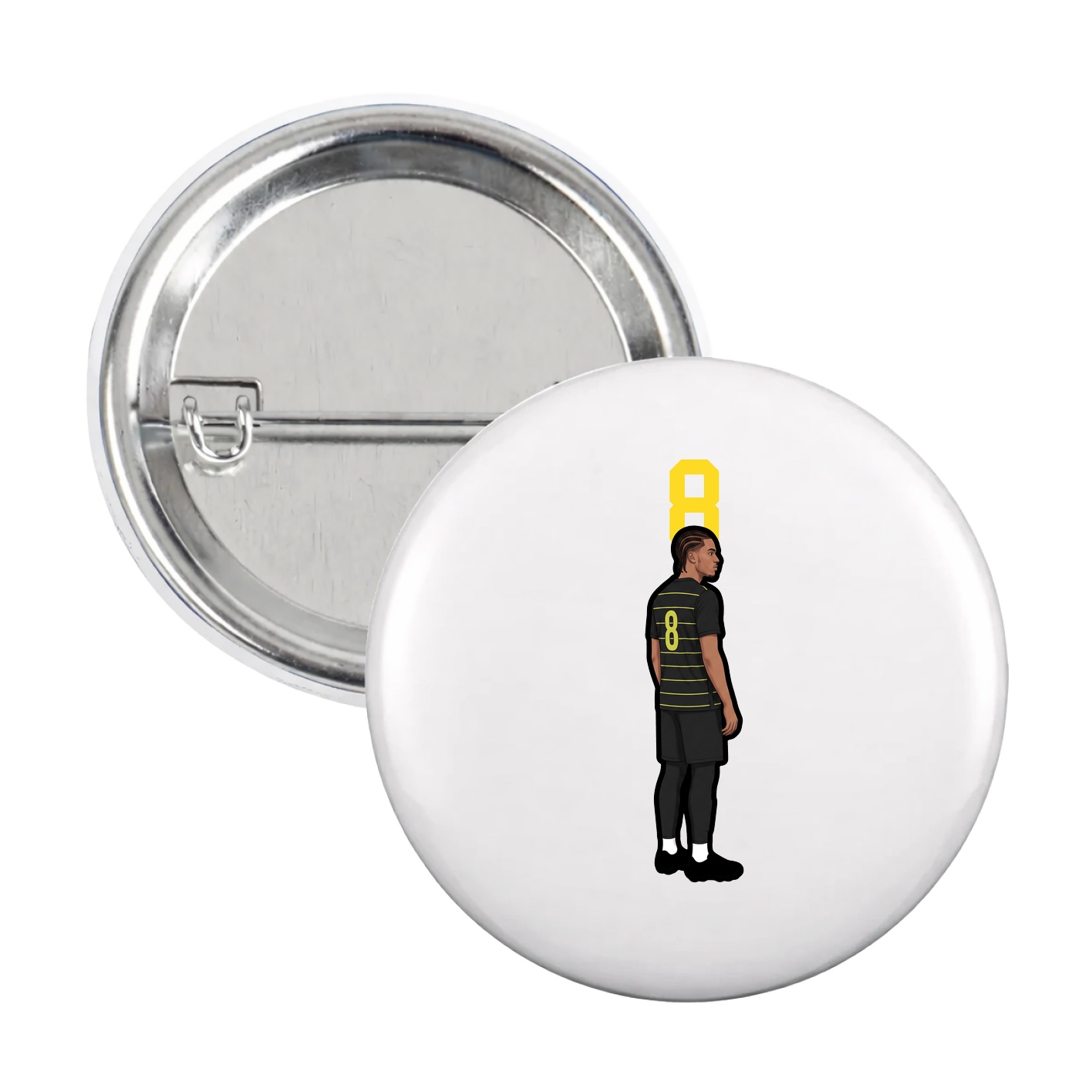 Game Day Button — Number Top in White