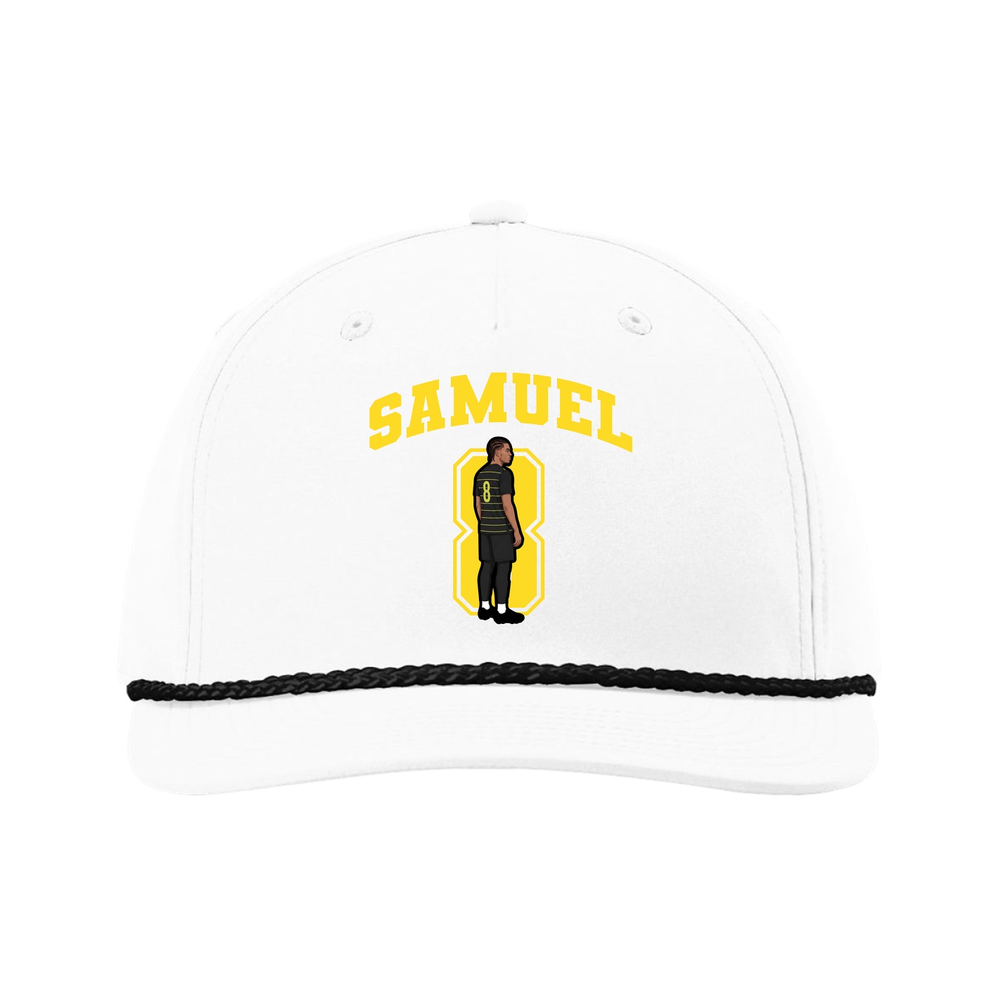 Five-Panel Classic Rope Cap — Number in White